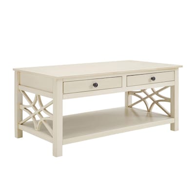 Linon Whitley Antique White Wood, Antique Wood Coffee Table With Drawers