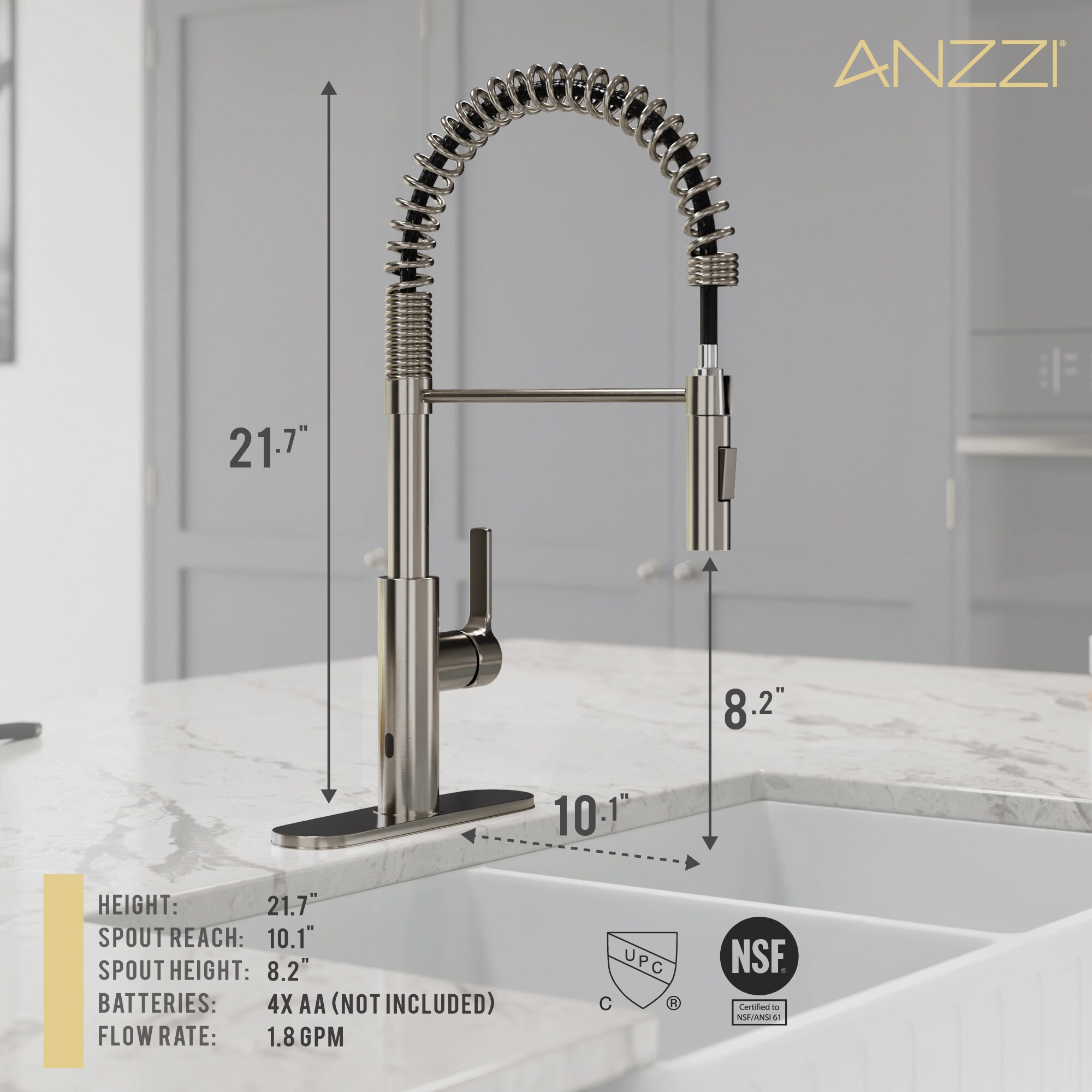Brushed Nickel Touchless Pull-Down Kitchen Faucet with Motion Sensor