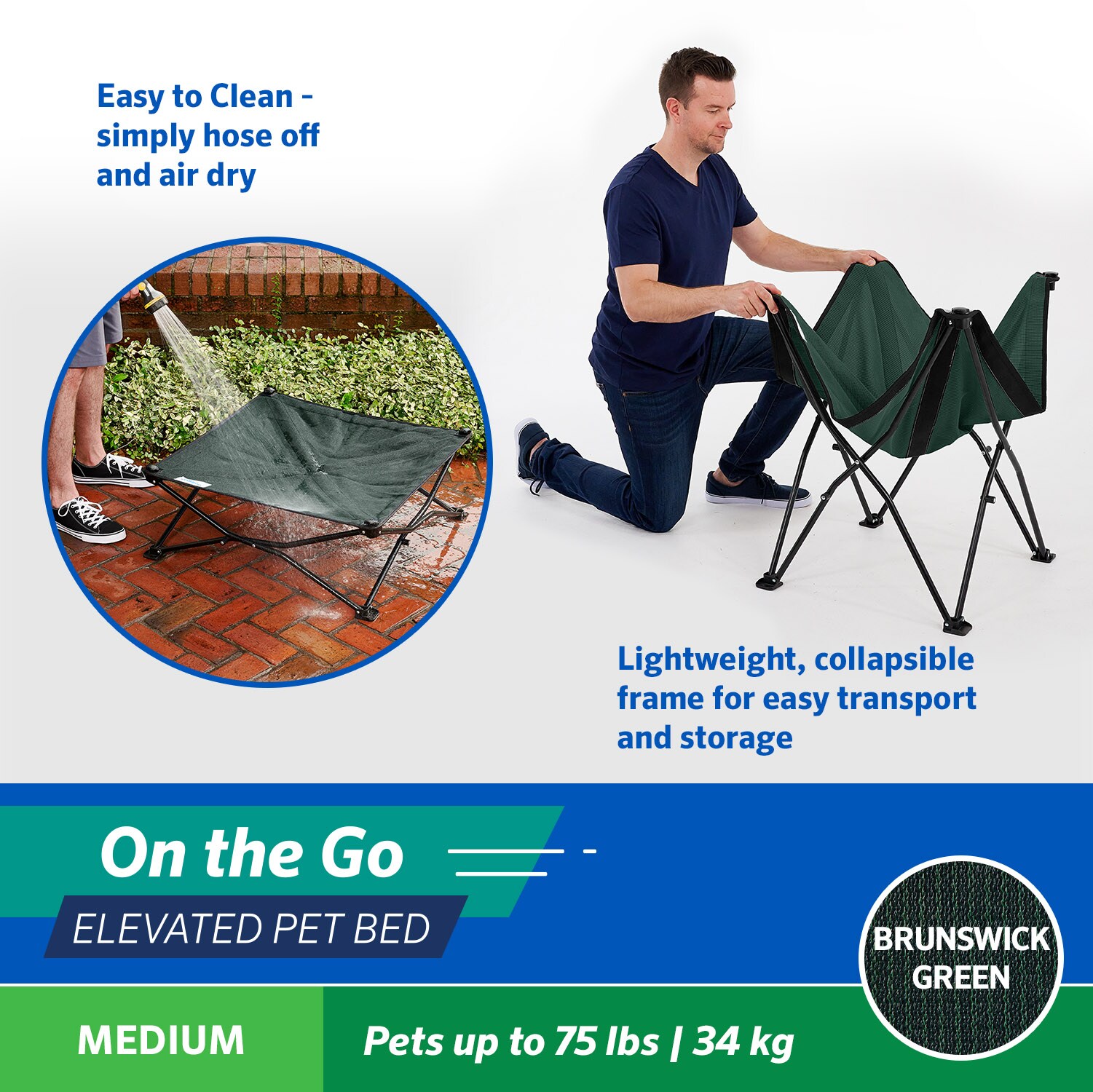 Coolaroo Square On The Go Outdoor Bed Medium in the Pet Beds