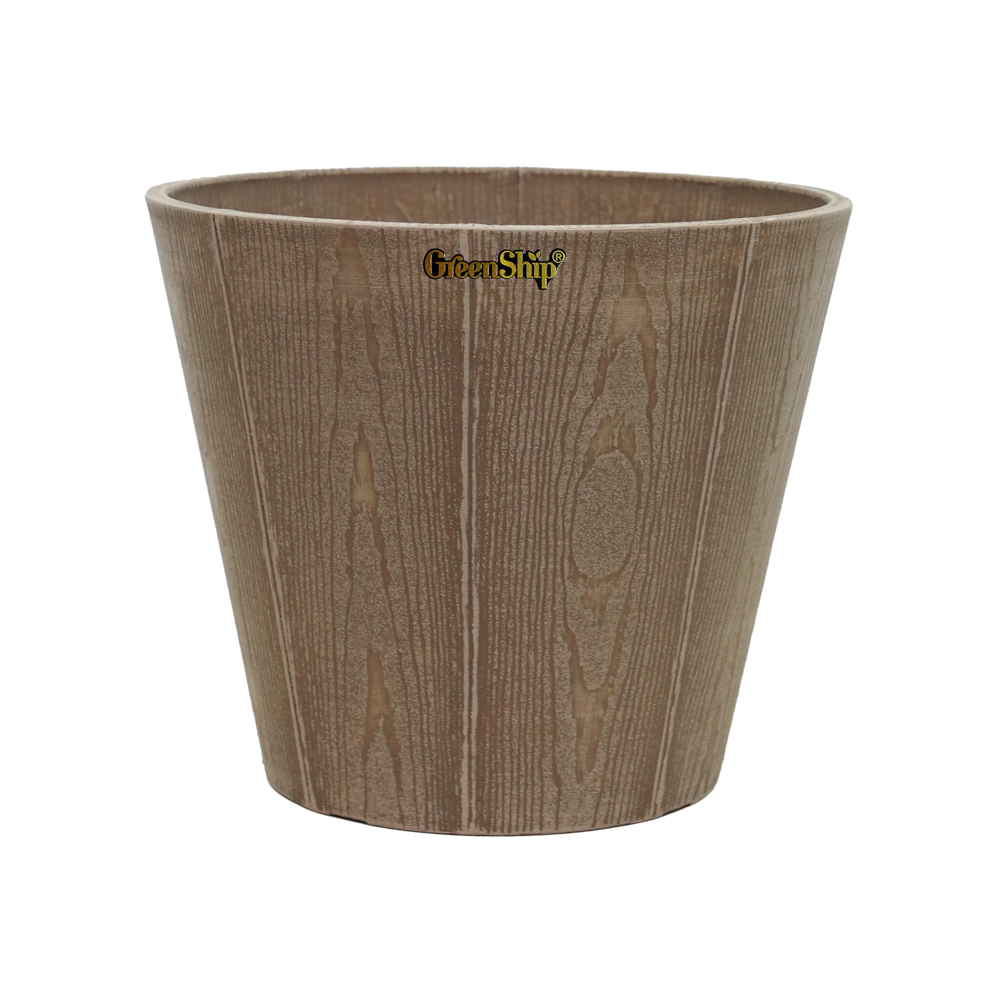 Greenship S-12G35T Round 11.4-in W Medium Brown Resin Indoor/Outdoor Planter