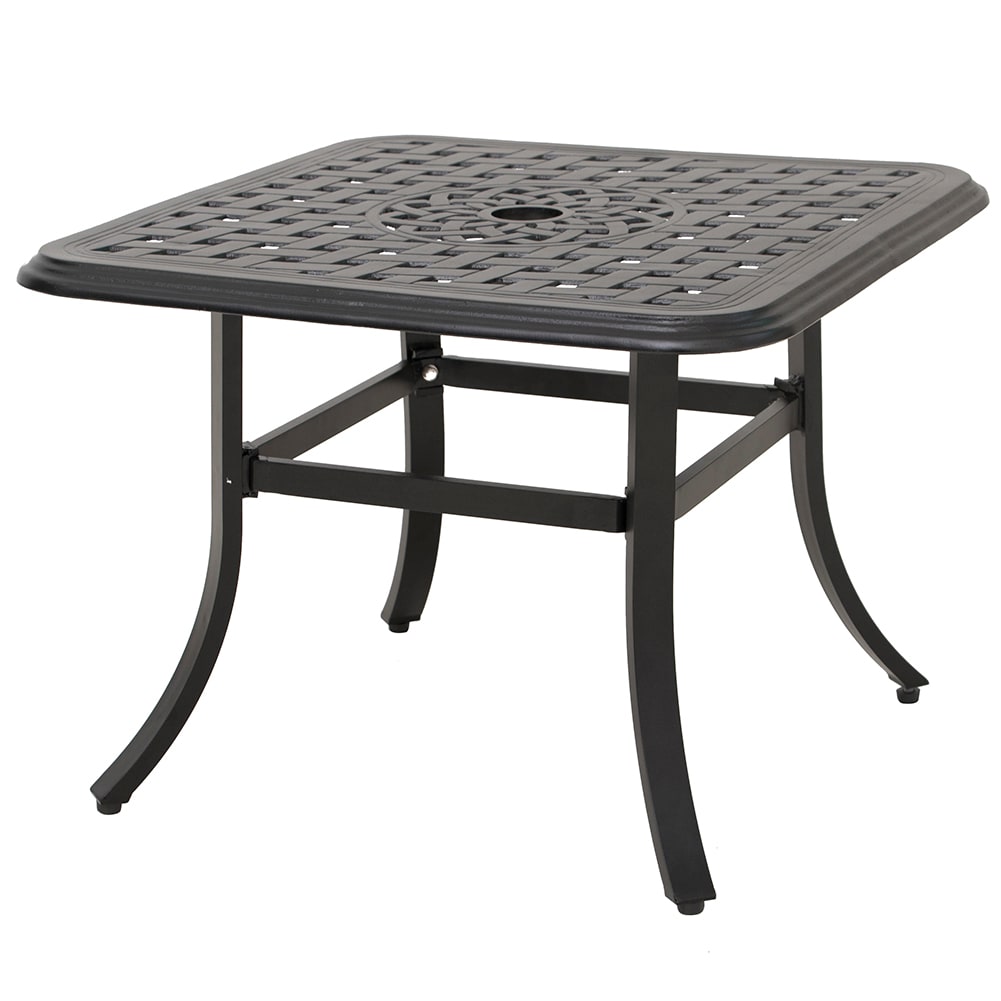 24'' round folding In-Outdoor Patio Table in yellow Steel Metal-umbrella hole. 