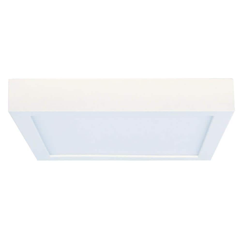 Sleek Square LED Flush Mount Ceiling Light, 5.5in, Silver and White