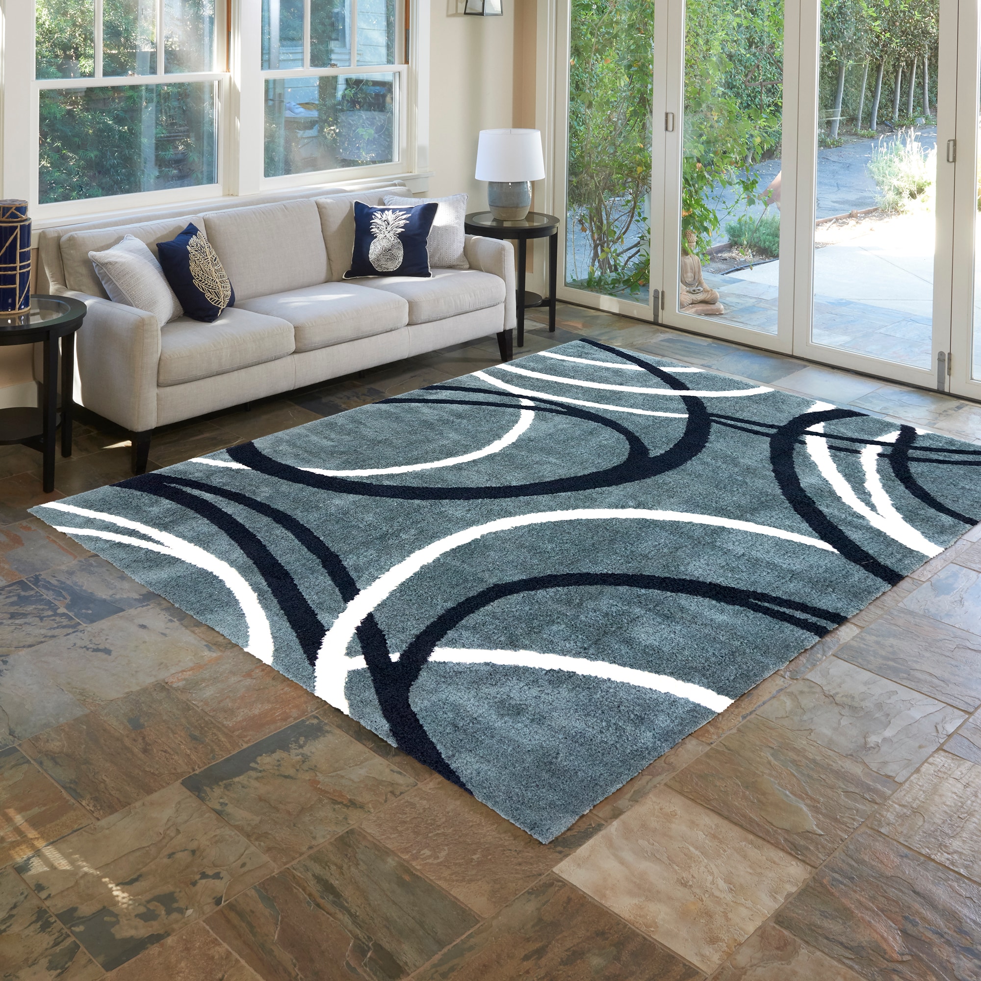 G.A. Gertmenian & Sons Ashton 8 X 10 (ft) Blue Indoor Abstract Area Rug ...