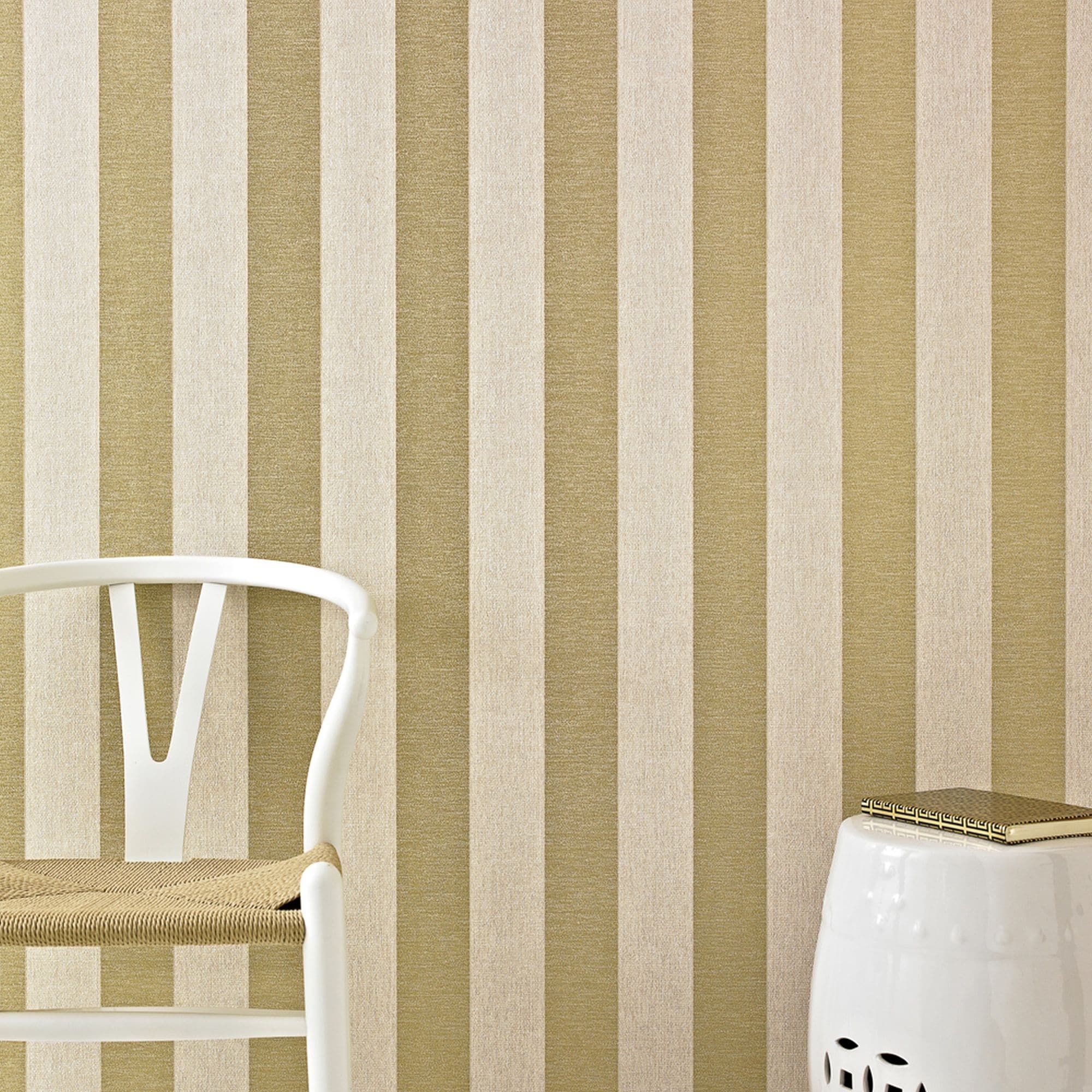 CiCiwind Beige and Gold Peel and Stick Wallpaper Gold Striped