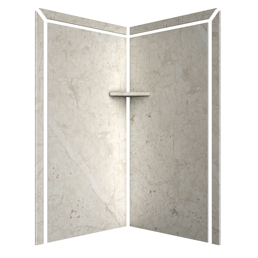 FlexStone Splendor 40-in x 80-in Botticino Cream 2-Piece Shower Wall ...