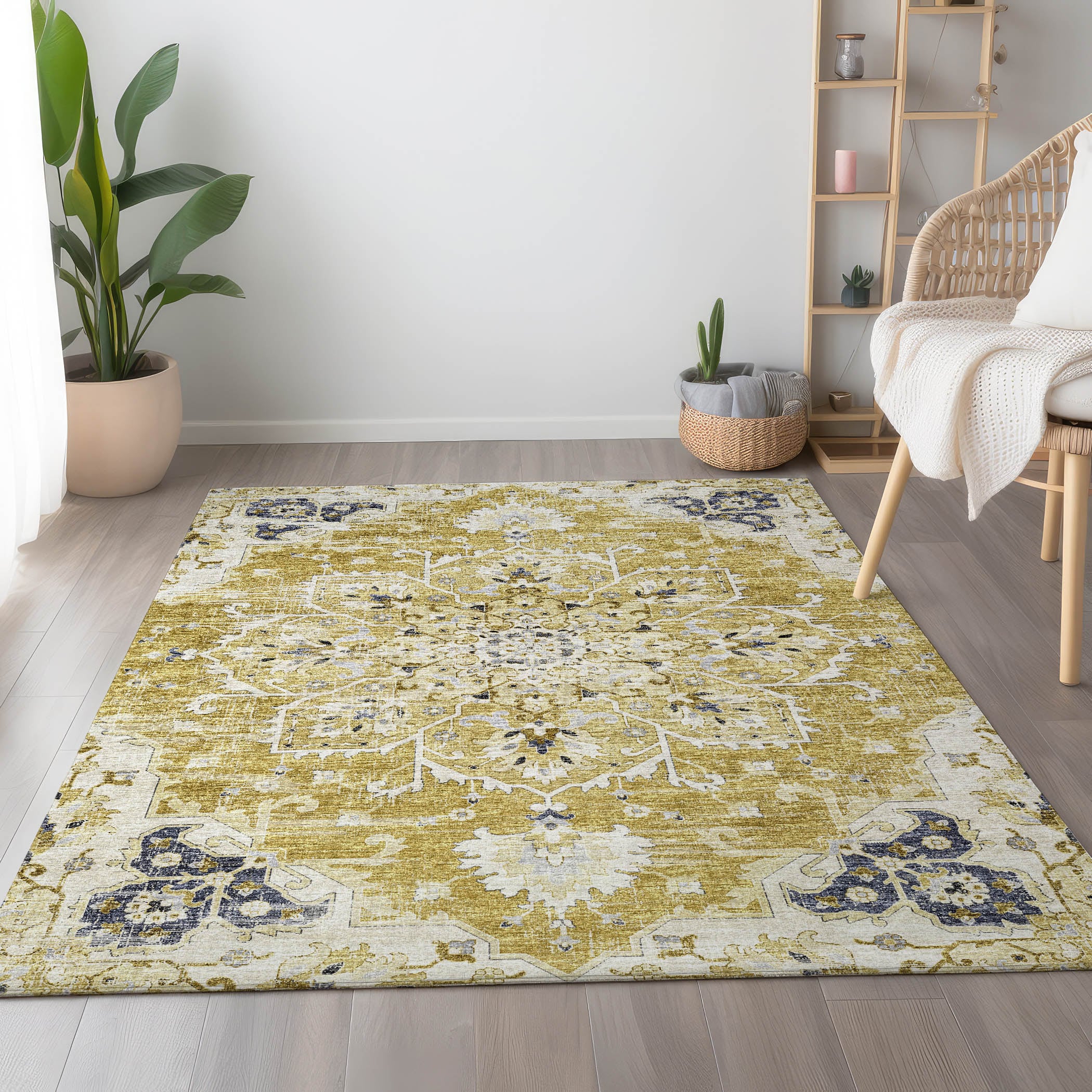 Addison Rugs AMF93GI30X46 Mayfield AMF93GI 2 x 3 (ft) Loomed Polyester Gilded Rectangular Indoor Abstract Machine washable Area rug