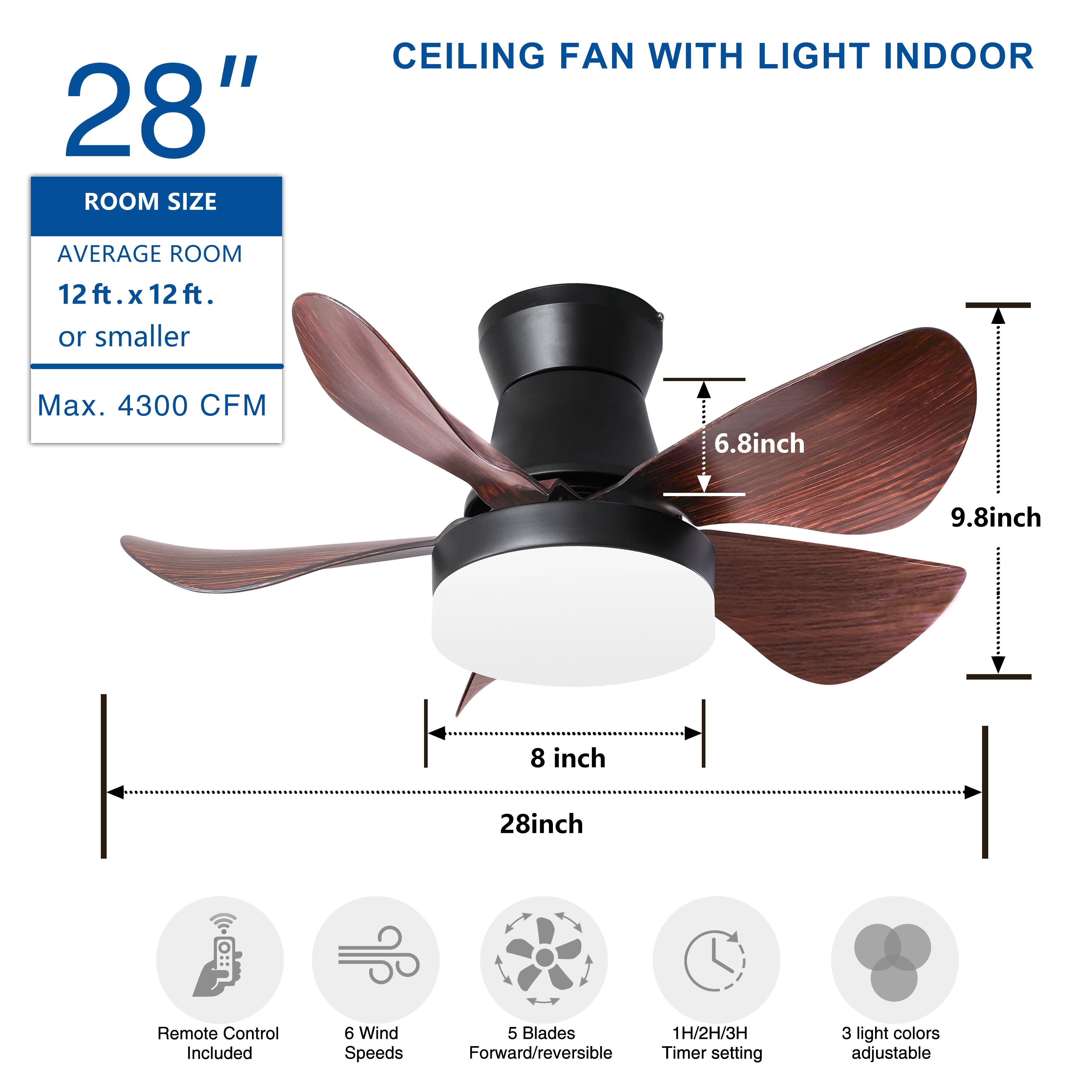 WELLFOR AMYUA-01 Ceiling-Fans - View #2