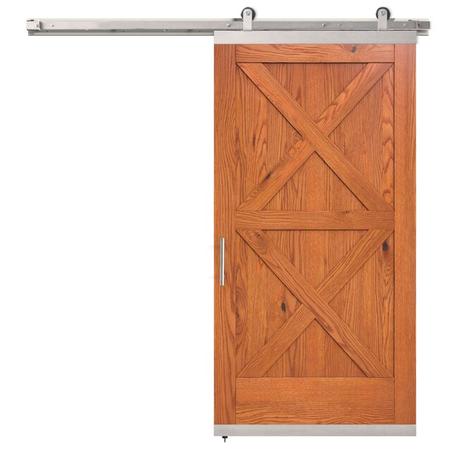 JELD WEN 42 in X 80 in Chestnut Crossbuck White Oak Wood Single Barn jeld-wen-42-in-x-80-in-chestnut-crossbuck-white-oak-wood-single-barn