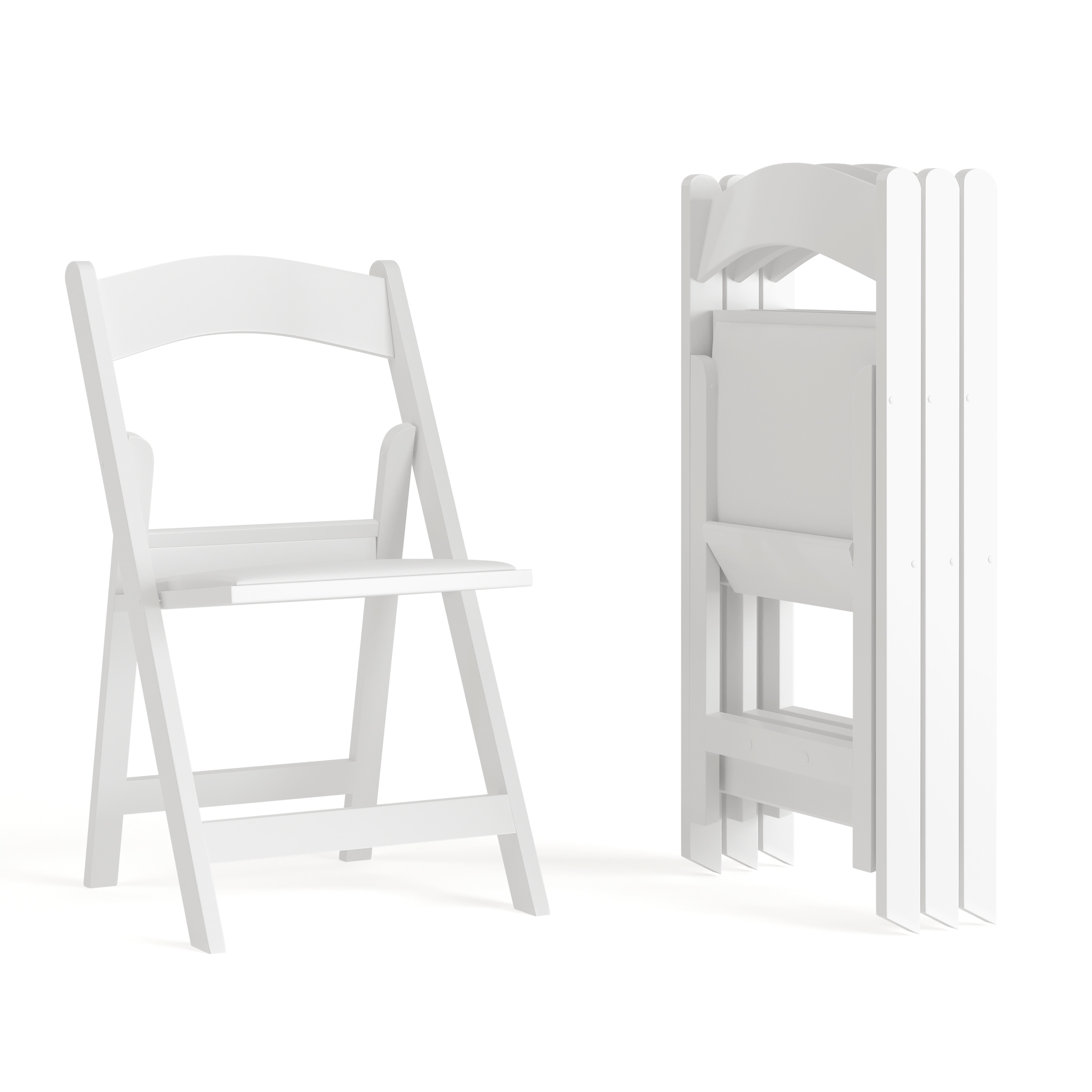 Emma + Oliver Set of 4 White 800 lb Weight Capacity Indoor/Outdoor Resin Folding Chairs