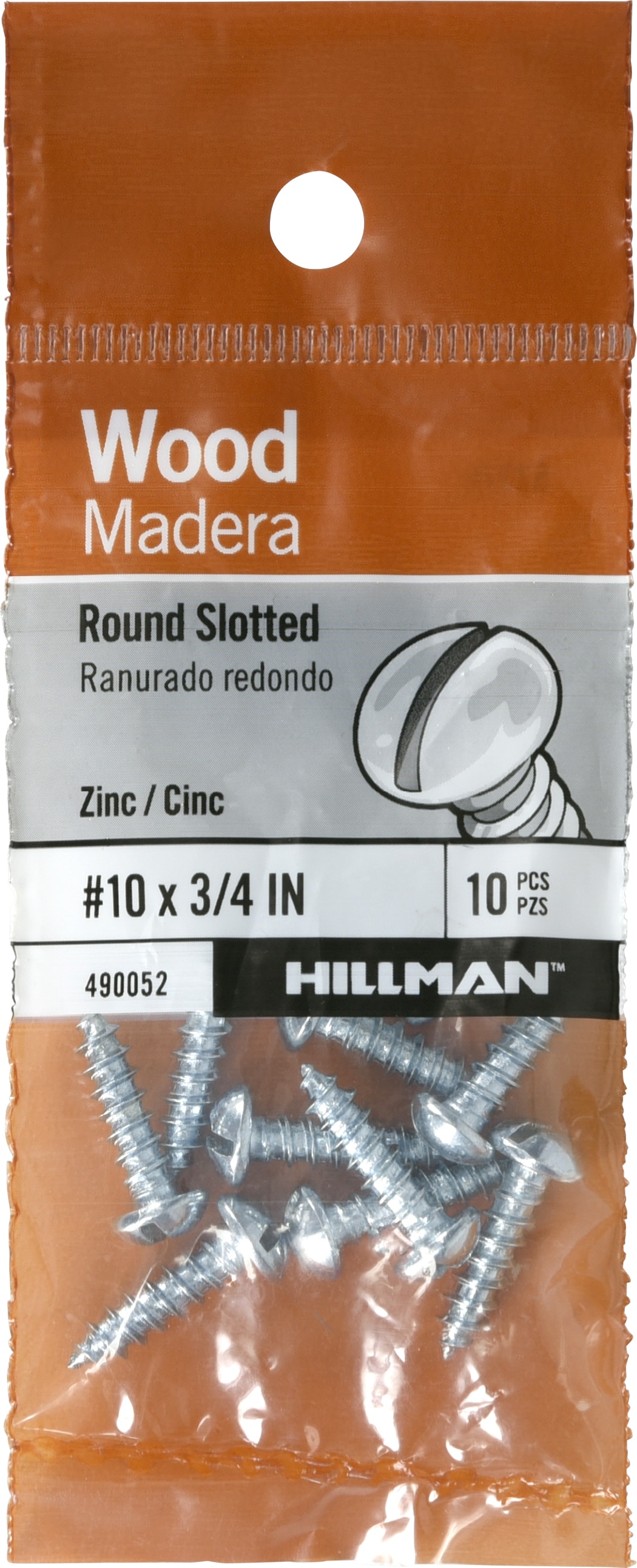 Hillman 490052 #10 x 3/4-in Zinc-plated Interior Wood screws ( 10 -Per Box )