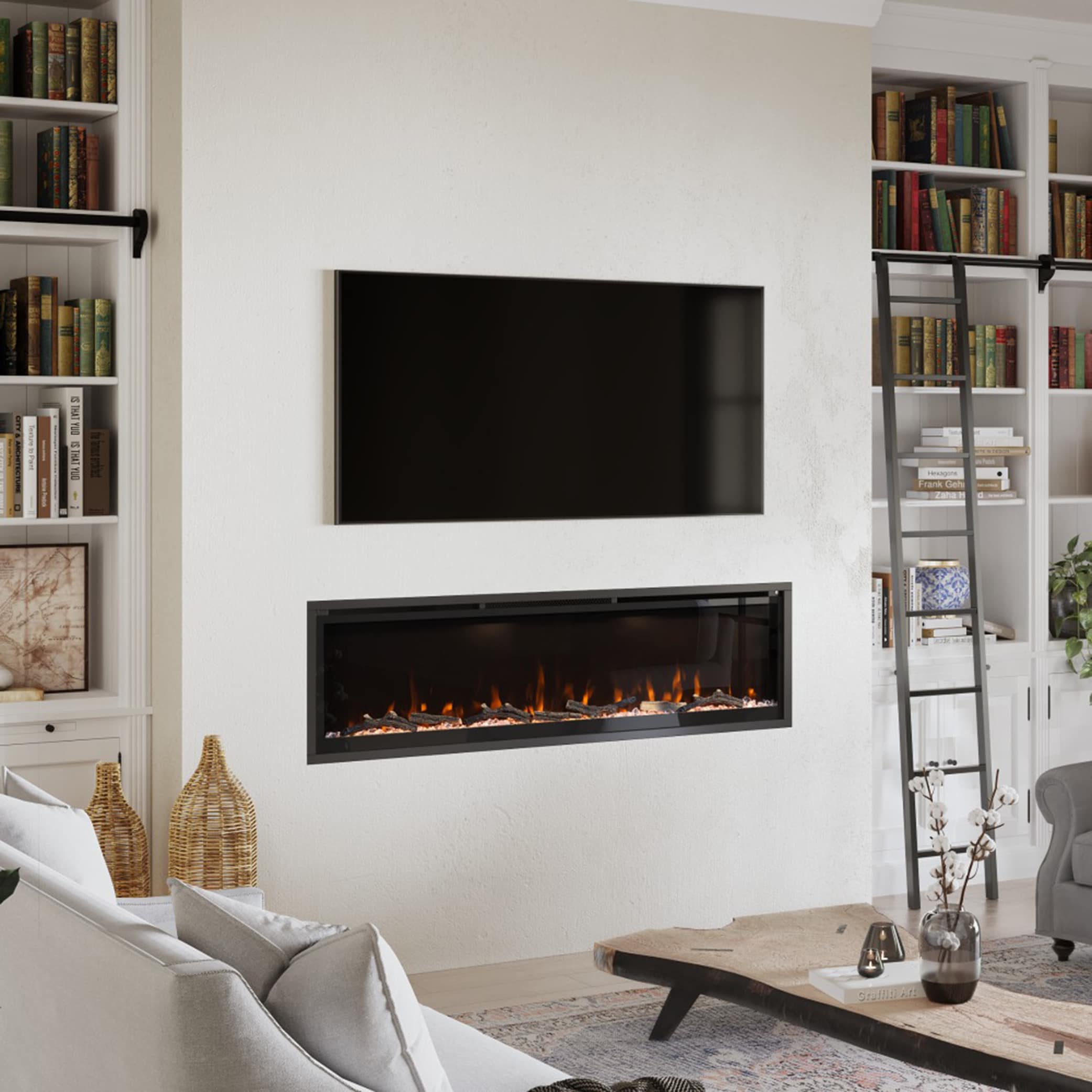 Modern Ember 60-in W Aerus Black Infrared Quartz Electric Fireplace ME-SL60 Sansujyuku sansujyuku.com