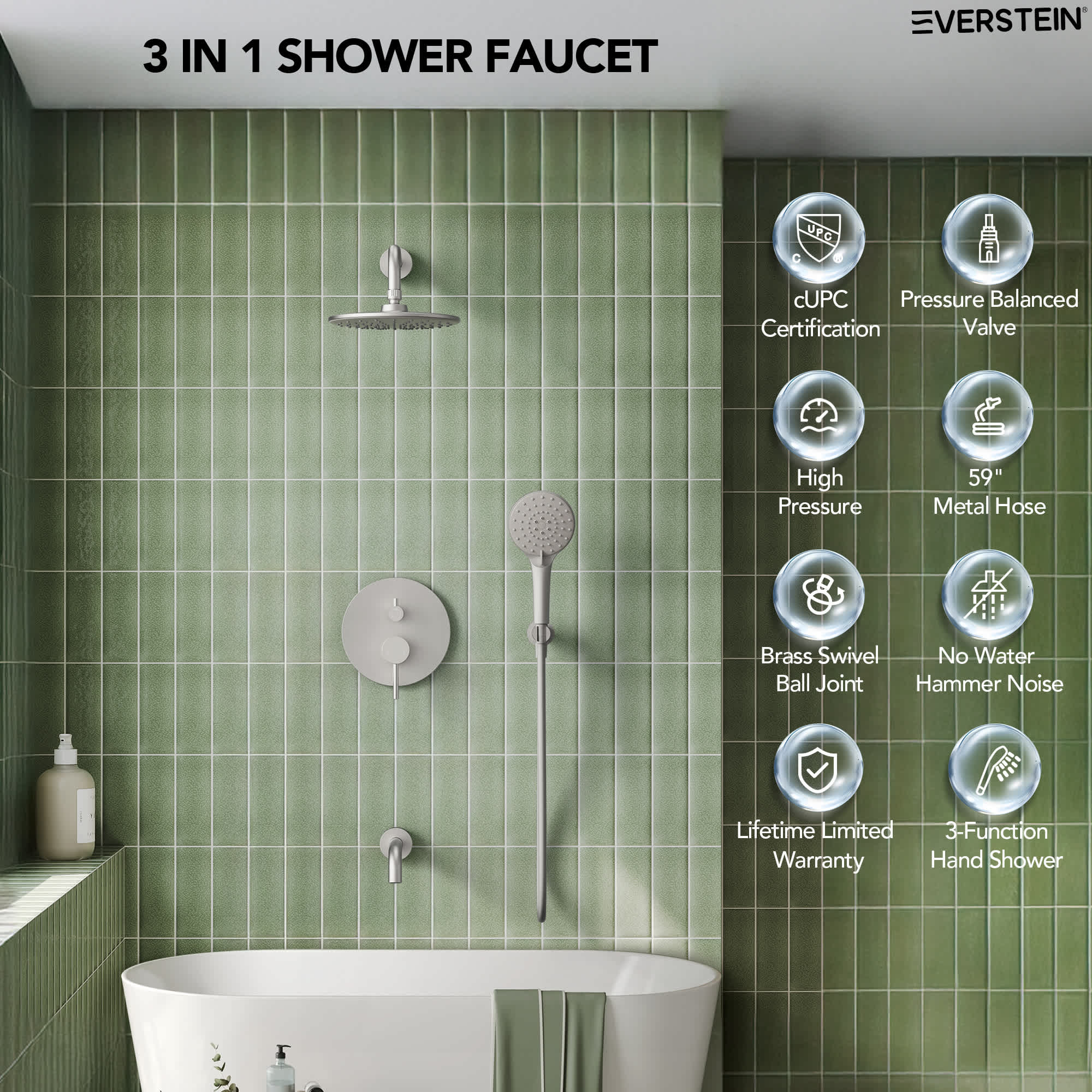 EVERSTEIN SFS-1076-NK9 Showerhead-Bar-Panels - View #3