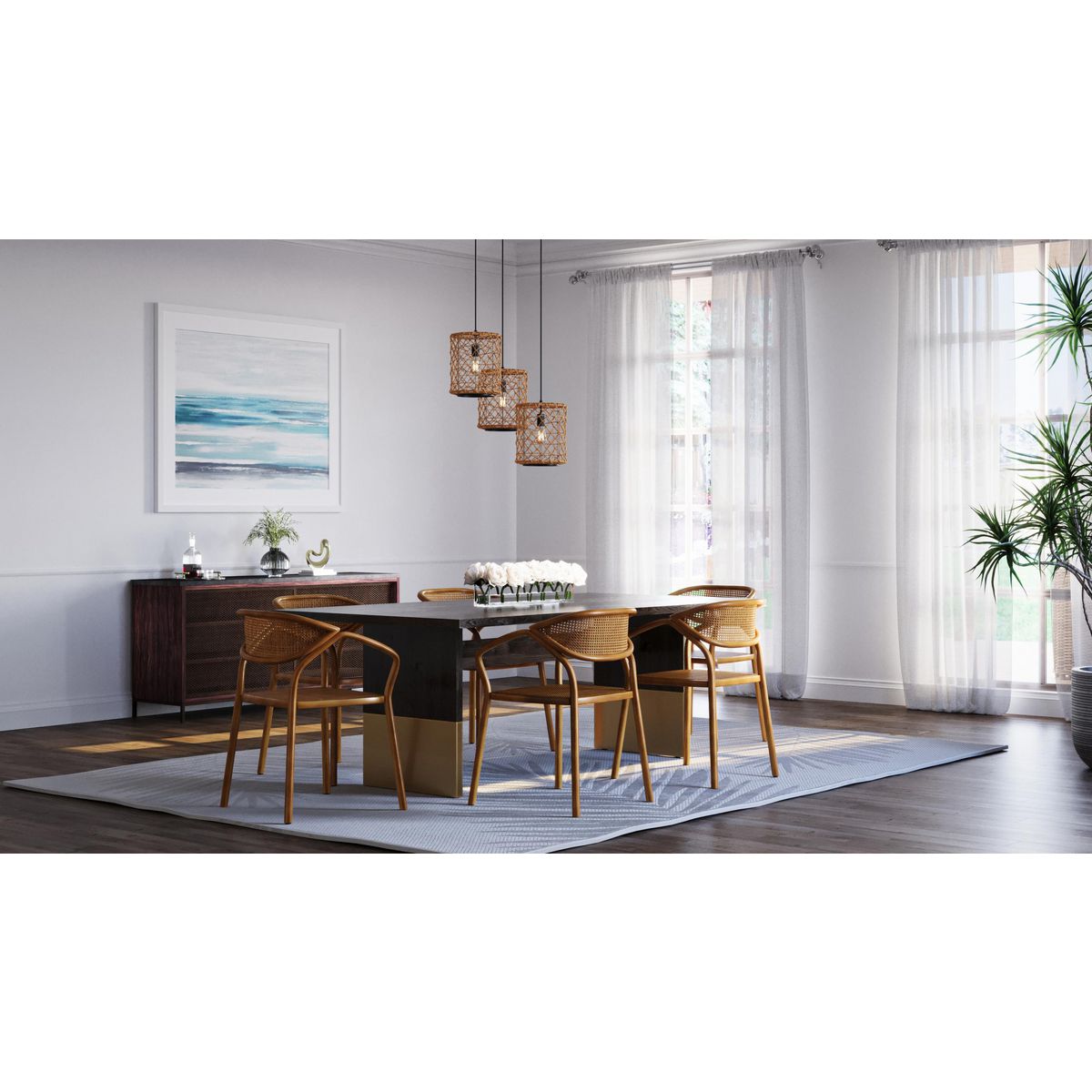Chandra 10" Matte Black Handwoven Geometric Pendant Light