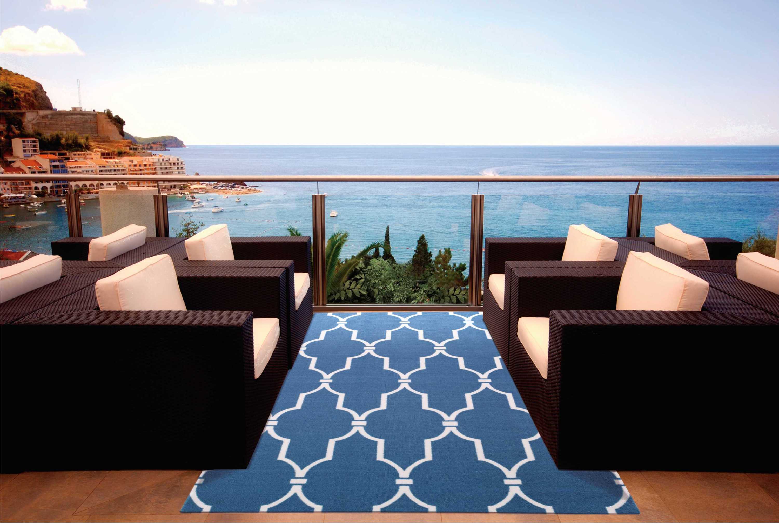 Nourison 20764 Home Garden 5 x 7 (ft) Loomed Polyester Navy Rectangular Indoor/Outdoor Abstract Area rug