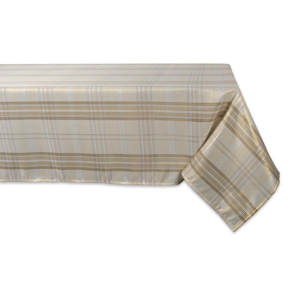 DII CAMZ10901 Cream Metallic Plaid Tablecloth