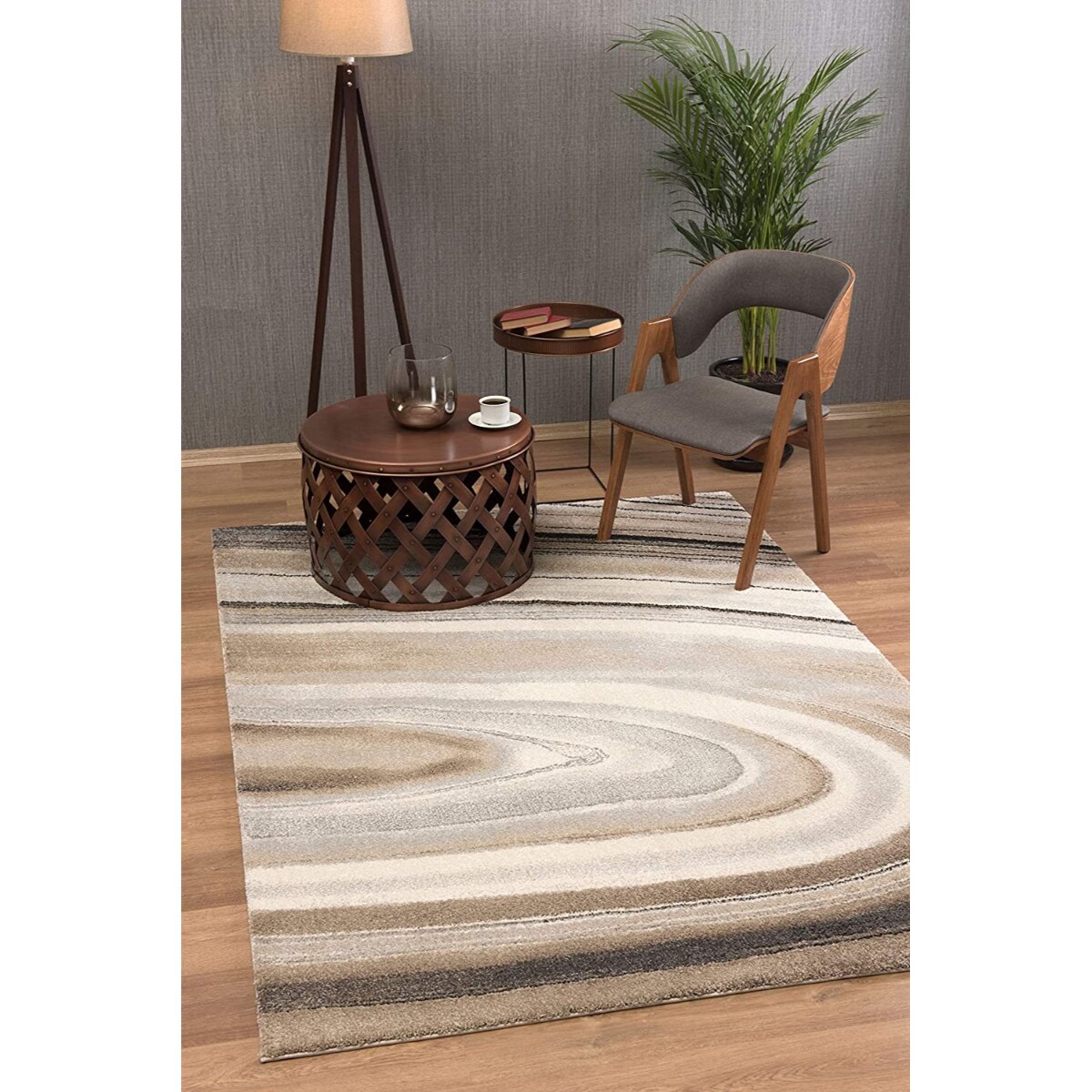 HomeRoots 4000394984 8 x 11 (ft) Polyester Cream Rectangular Indoor Abstract Area rug
