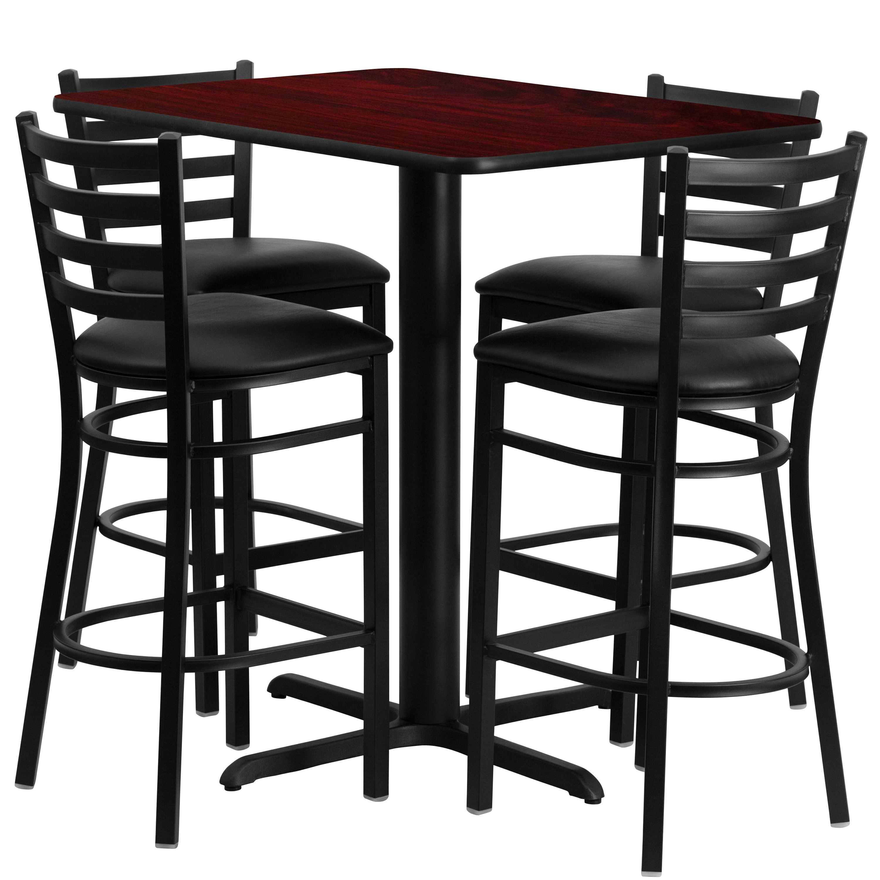 Flash Furniture 847254047517 Mahogany Top/Black Vinyl Seat Traditional Dining Room Set with Rectangular Table ( Seats 4 )