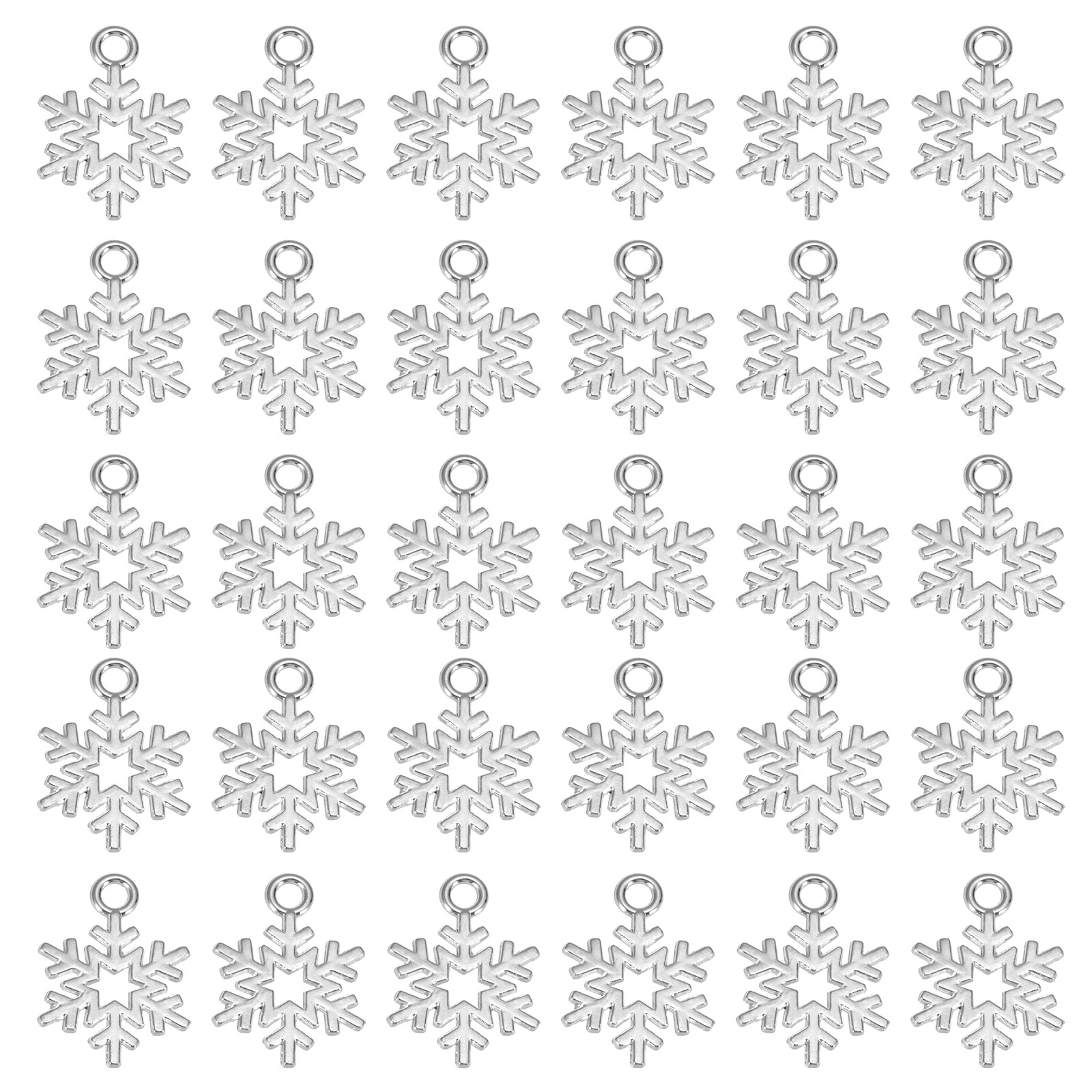 PATIKIL Snowflake Charm Alloy Winter Christmas Hollow Snowflake Star Charm Pendants for Jewelry Making DIY Crafting Necklace Bracelet Earring-100pcs(Silver Tone)