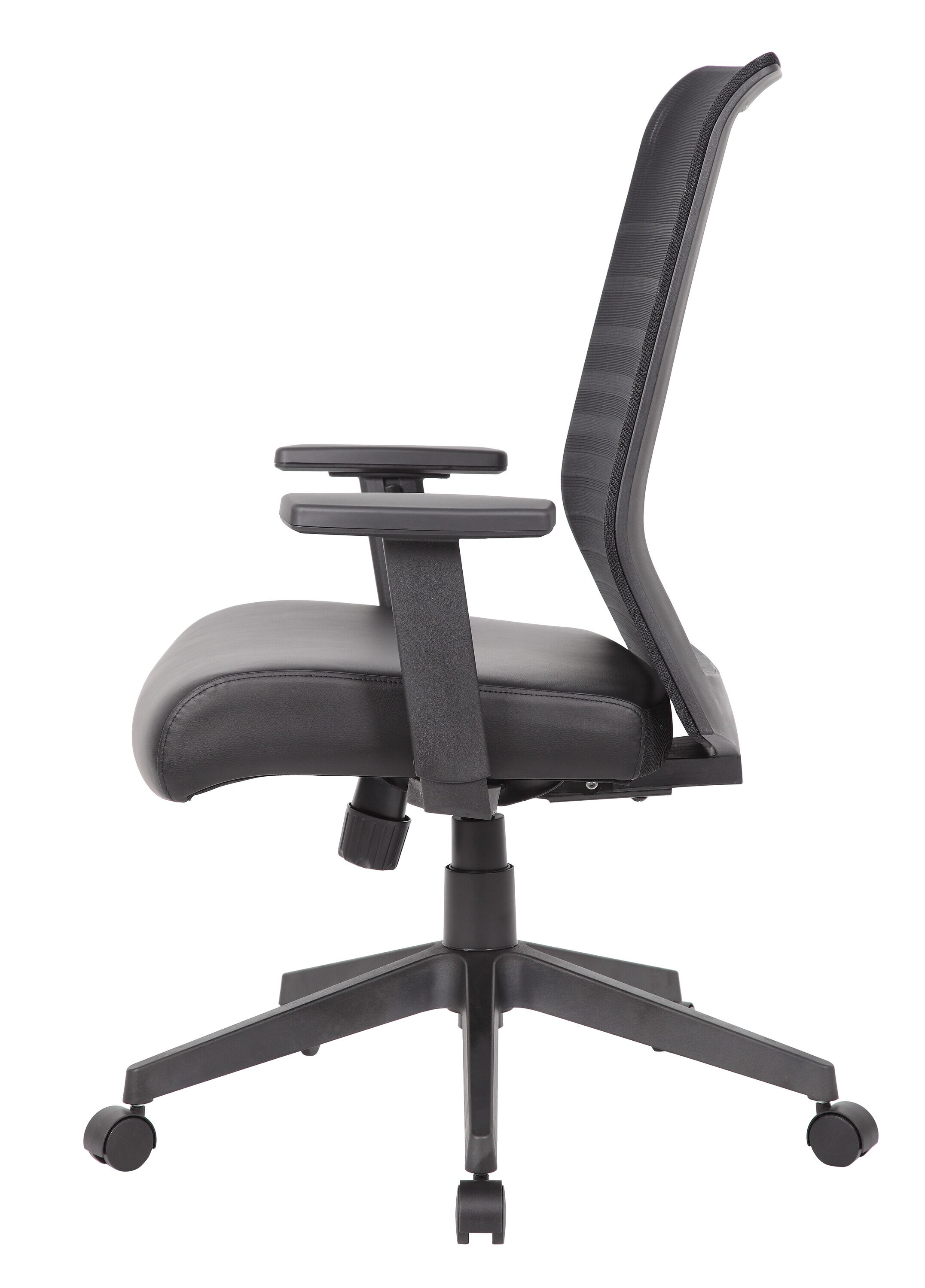 Black Ergonomic Mesh Back Vinyl Task Chair with Adjustable Arms
