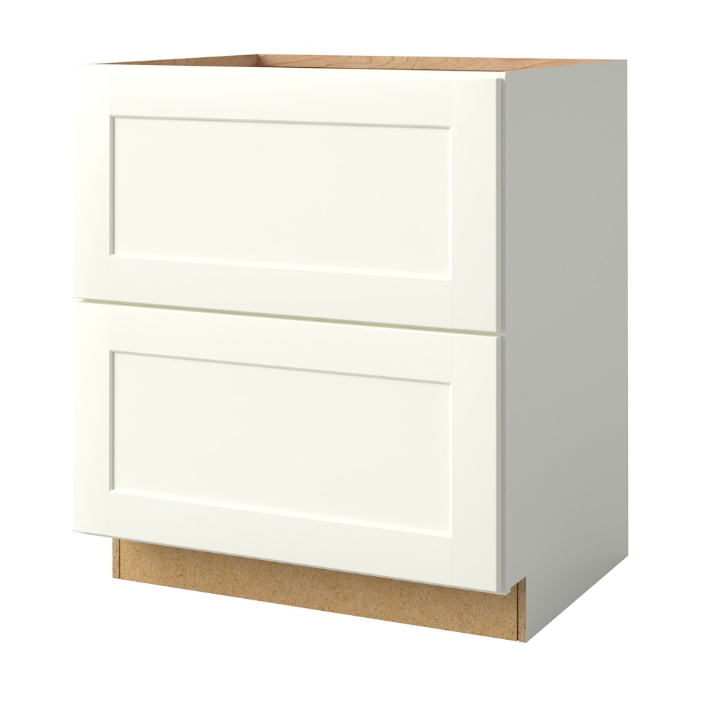 Aveley 30-in W x 34.5-in H x 24-in D Linen 2-Drawers Base Fully Assembled Cabinet (Flat Panel Style) in White | - allen + roth 21365AV