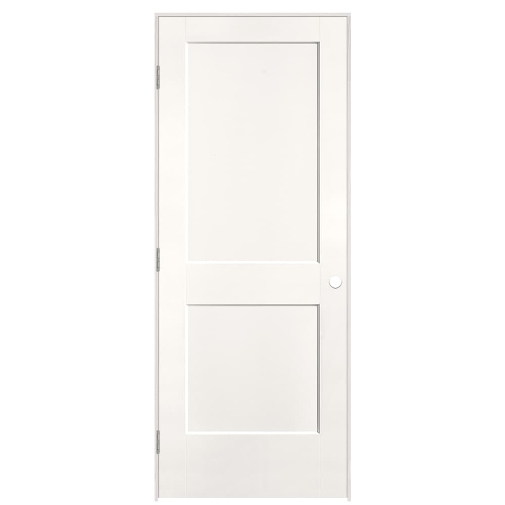 Masonite 895939 32-in x 80-in Snow Storm Solid core 2-panel square Right hand Smooth Prefinished Molded composite Flat Jamb Single Prehung Interior Door