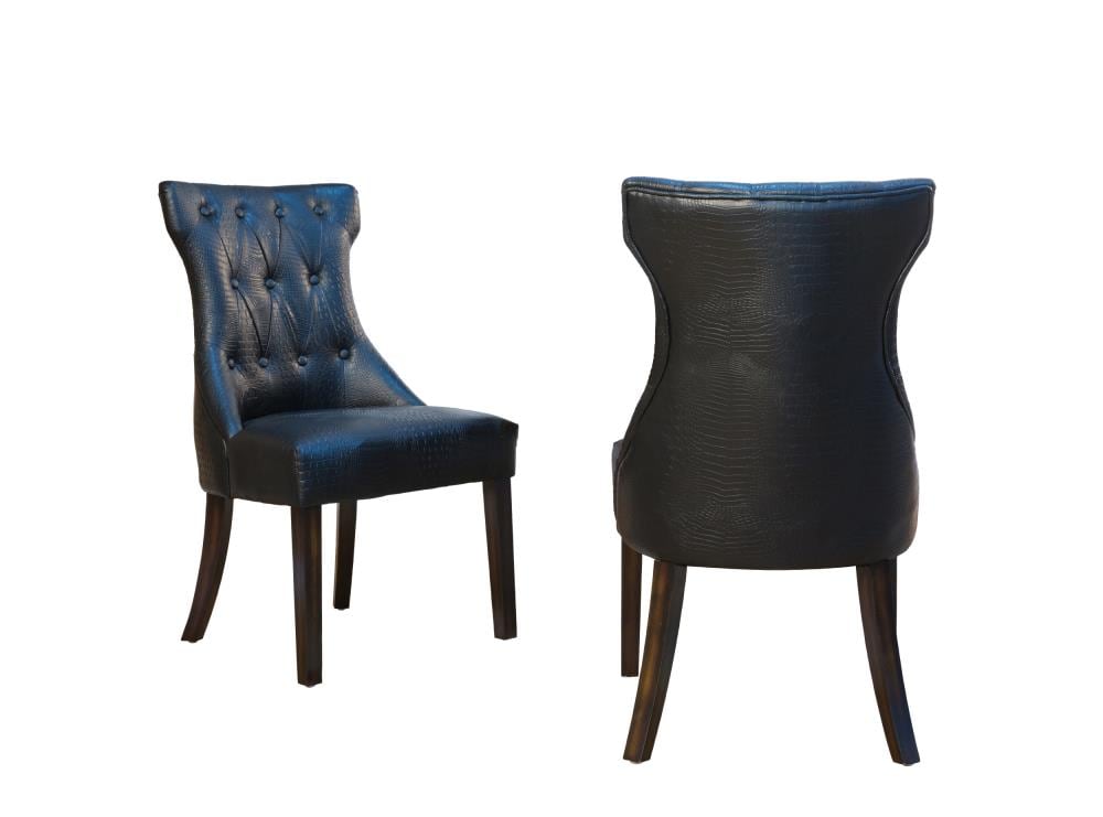 Chic Home Design FDC2918-LW Set of 2 Dickens Contemporary/Modern Faux Leather Upholstered Dining Side Chair (Wood Frame)