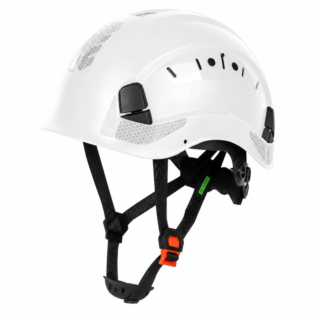 Etokfoks  Vented Shock Absorption Adjustable Brim White ABS Safety Hard Hat Class C with 6 Point Ratchet Suspension