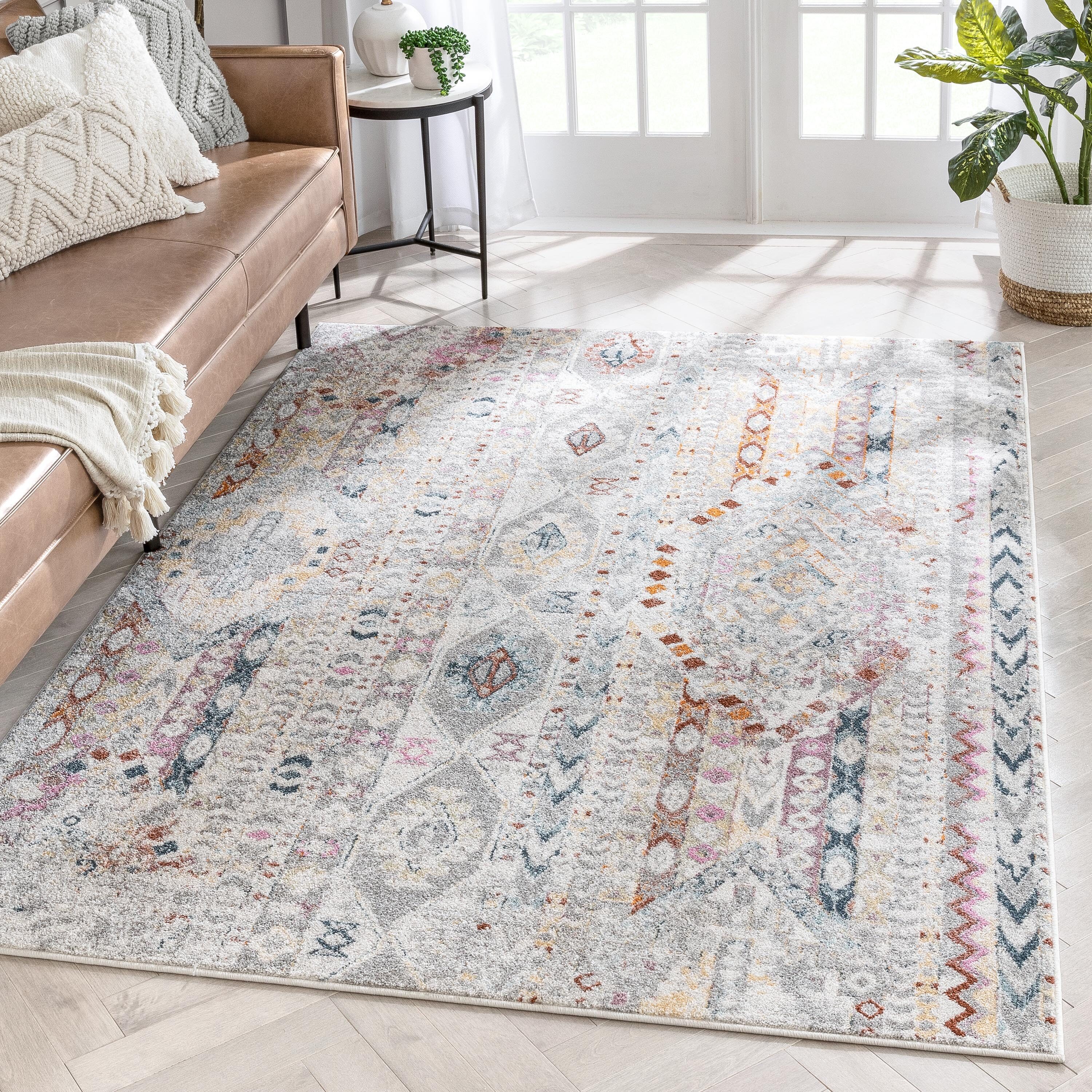 Well Woven RO-02-5 5 x 7 (ft) Loomed Polypropylene Ivory Rectangular Indoor Tribal Bohemian/Eclectic Area rug
