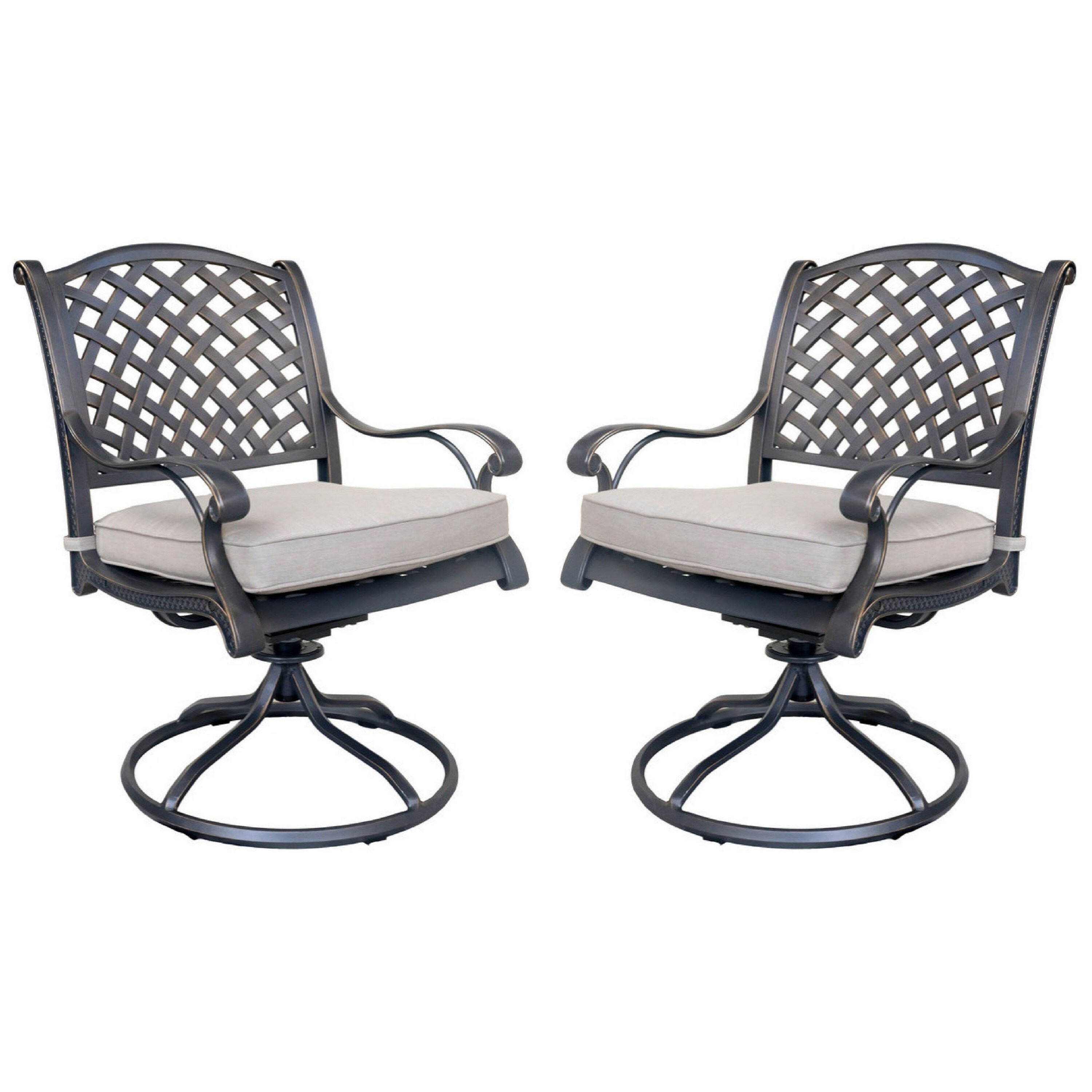 Benzara BM272513 Set of 2 Bronze Swivel Dining Chair with Bronze Cushioned Seat
