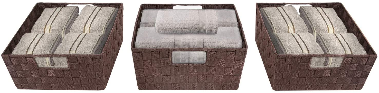 Large Woven Plastic Storage Bin 13.6in x 11.4in