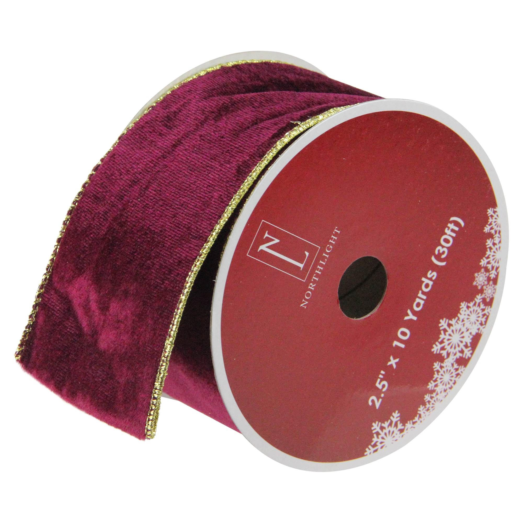 Burgundy Ribbon, 2.5 In Wide, Wired Edge, 5 YARDS