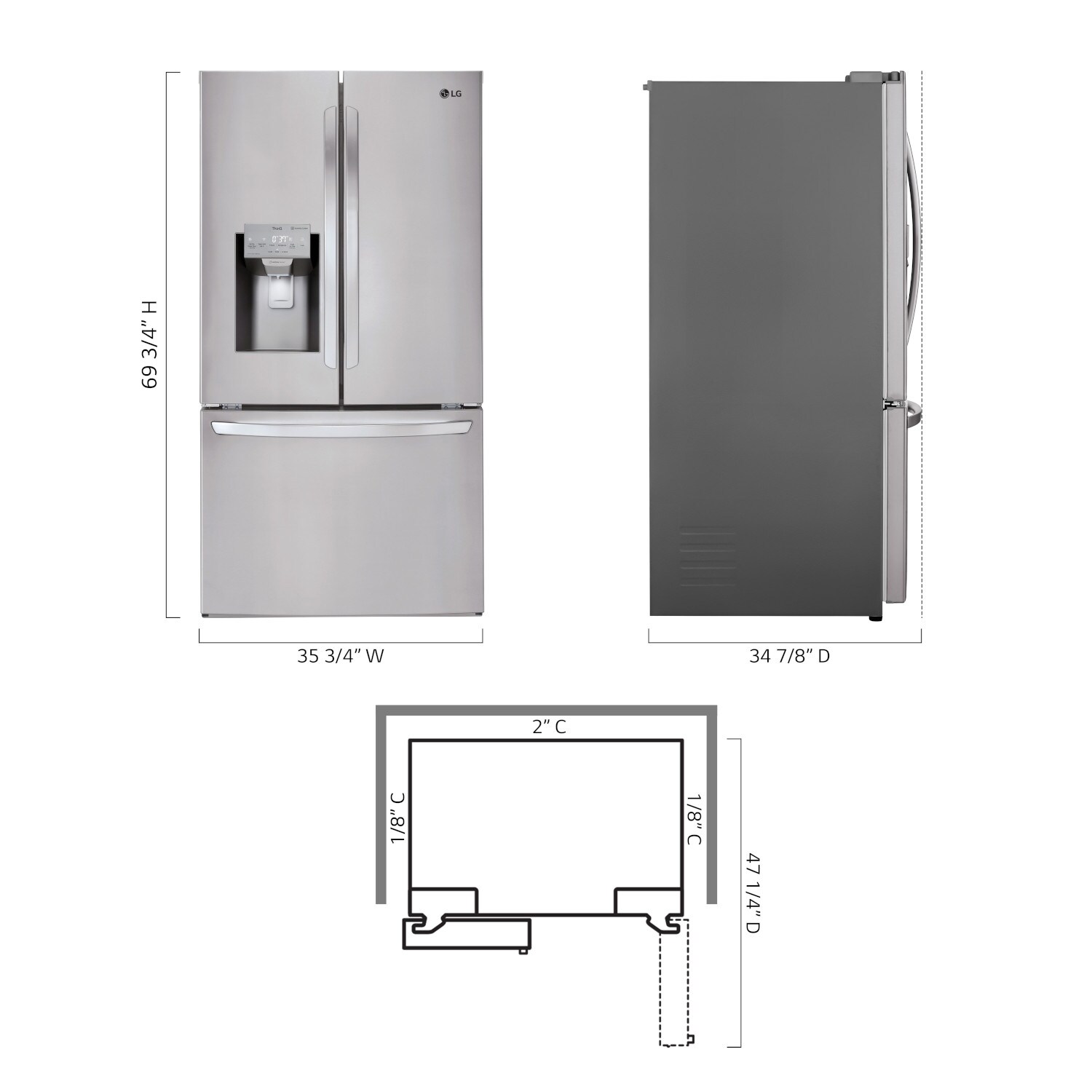 LG 26.2-cu ft Smart French Door Refrigerator with Dual Ice Maker 
