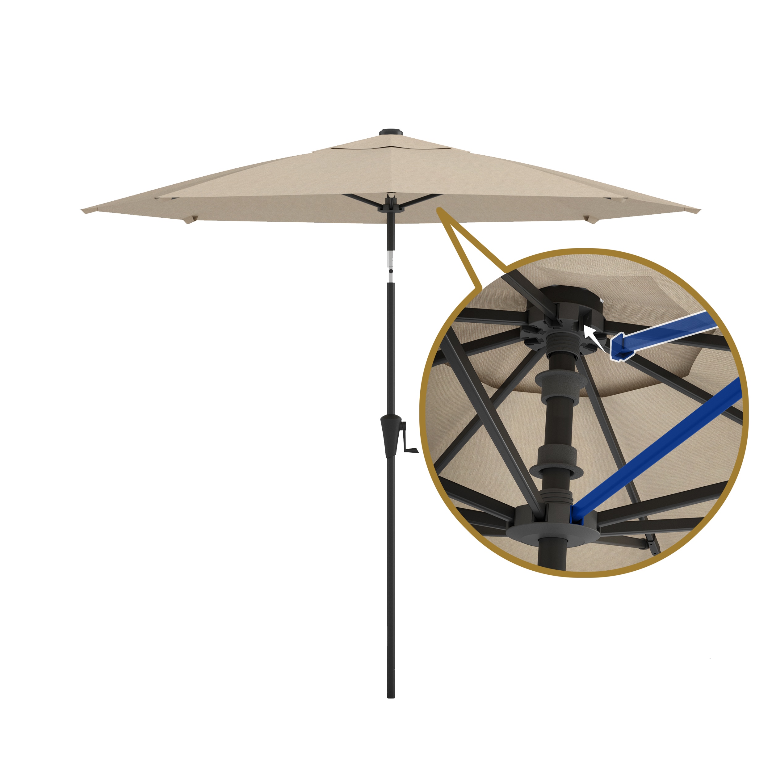 Above AB-OCV2-9T 9-ft Steel Tan Market Patio Umbrella