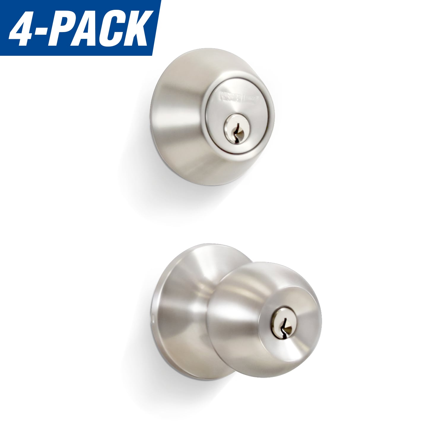 Premier Lock Keyed Alike Entry Door Stainless Steel Exterior  Single-cylinder deadbolt Keyed Entry Door Knob Combo Pack (2-Pack)