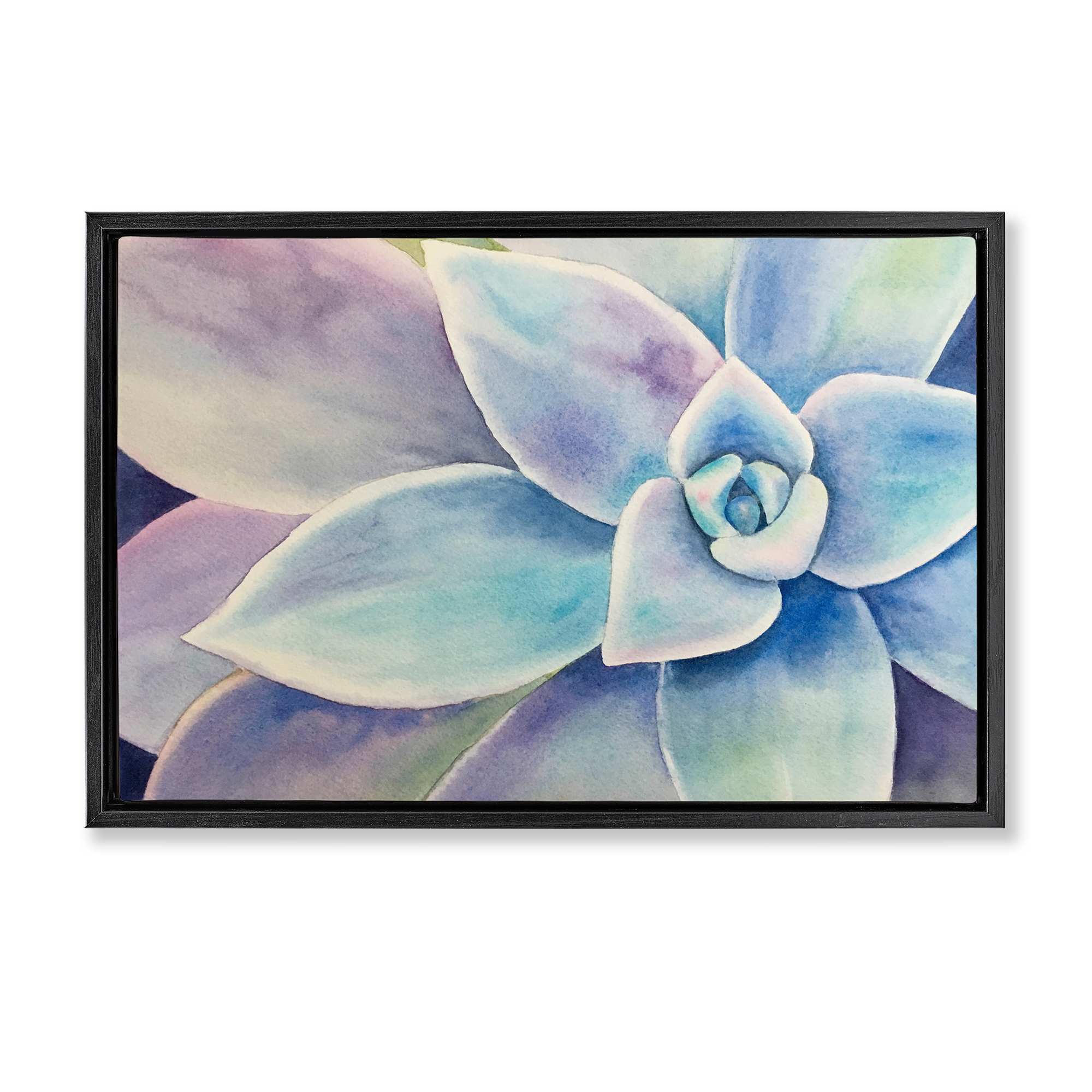 Stupell Industries BS-582-FFB-16X24 Cool Toned Succulent Leaves Black Framed Floater Canvas Wall Art By Stephanie Fielden 25 x 17