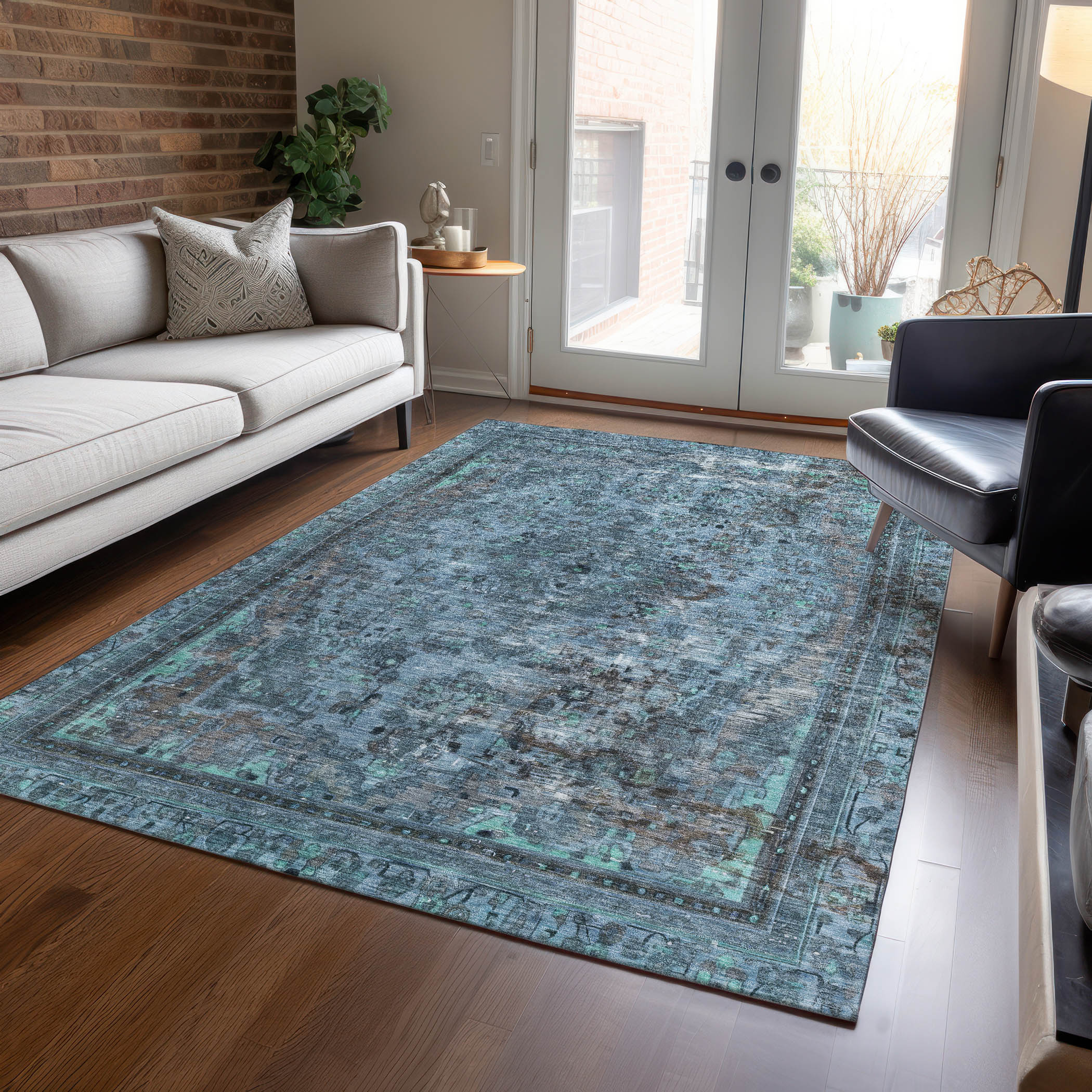 Addison Rugs ACN1646BU10X14 Chantille ACN1646BU 10 x 14 (ft) Loomed Polyester Blue Rectangular Indoor/Outdoor Machine washable Area rug