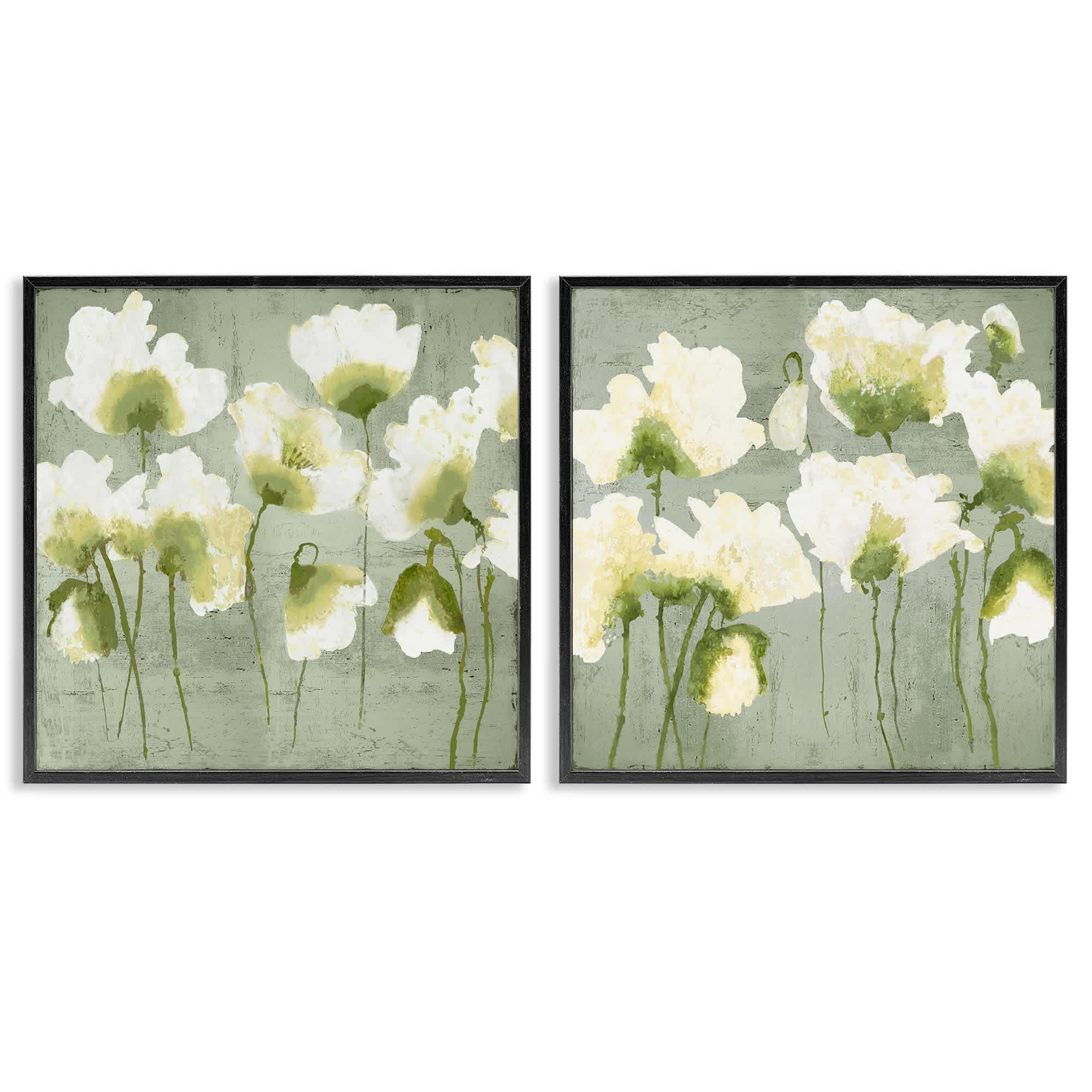 Stupell Industries - Charming White Blooms 2 Piece Black Framed Giclee Art Set By Vanessa Austin...