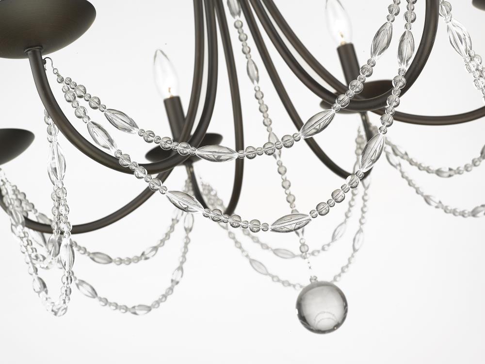 Mirabella 6-Light Rubbed Bronze and Crystal Chandelier