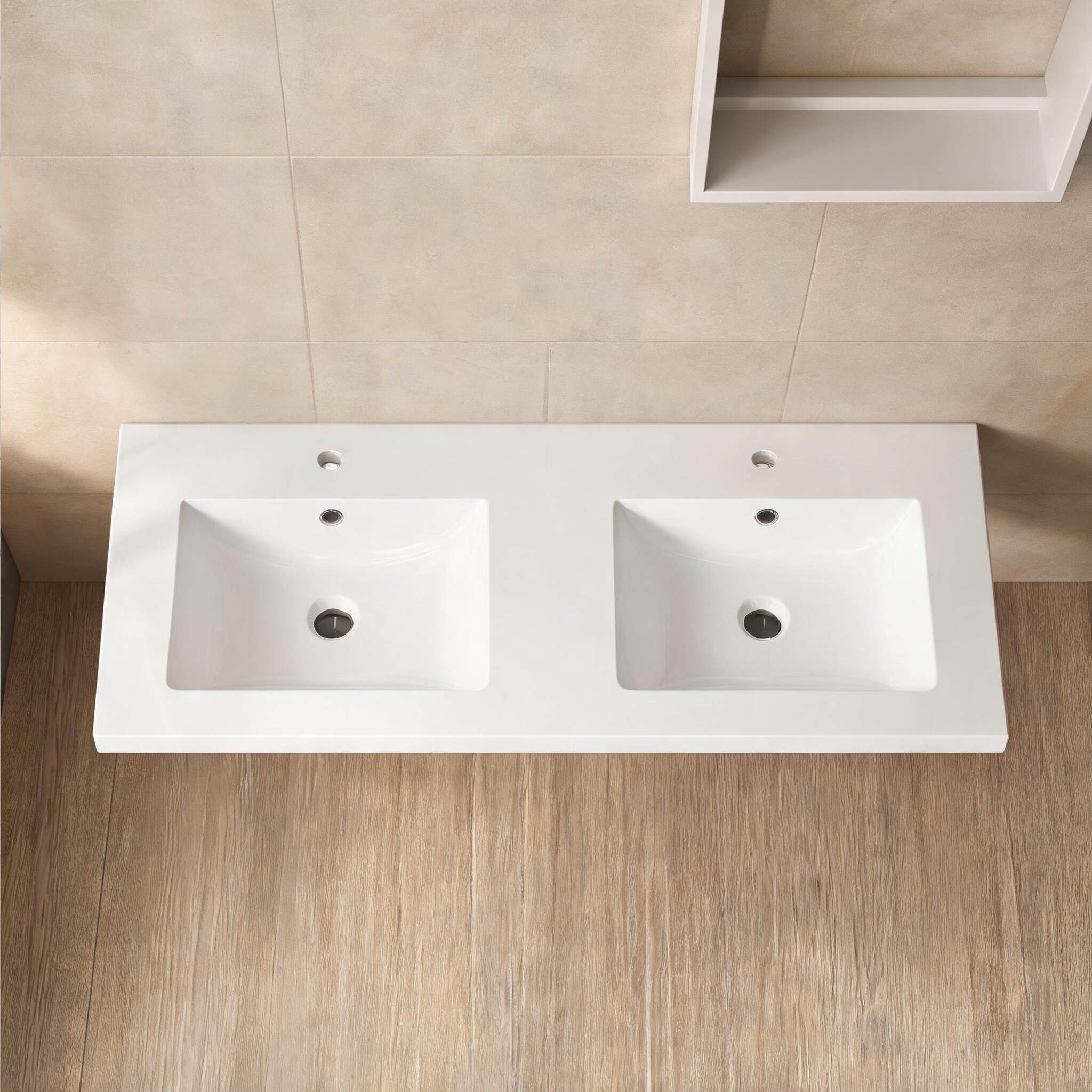 SunJet Bathroom Vanity Resin Countertop in Crisp White 60-Inch Single Basin Top