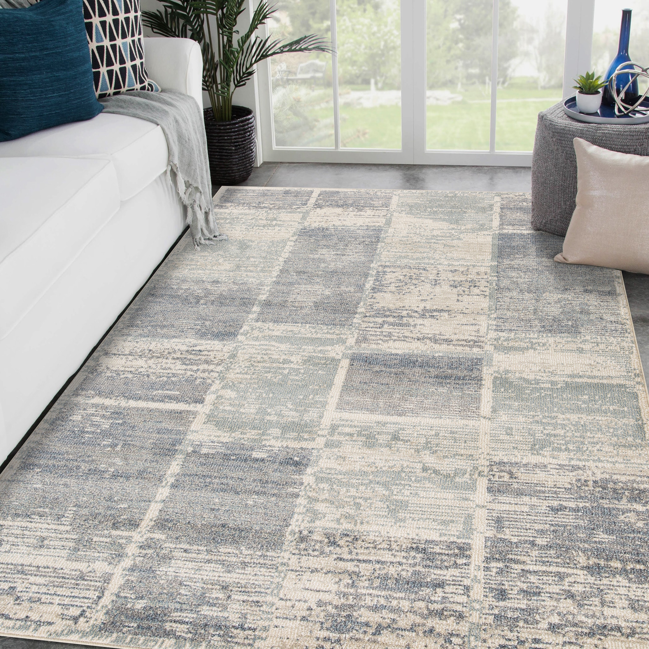 Amer Rugs JOR12710 3 x 10 (ft) Polypropylene Light Blue Rectangular Indoor Geometric Runner rug