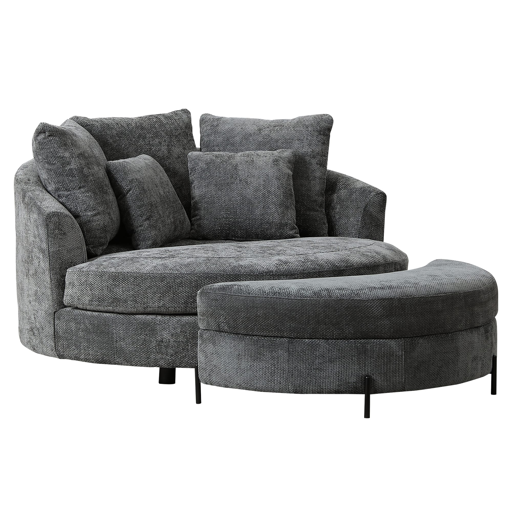Hrinhom HC-W1105-CHARCOAL Modern CHARCOAL Chenille Barrel Chair