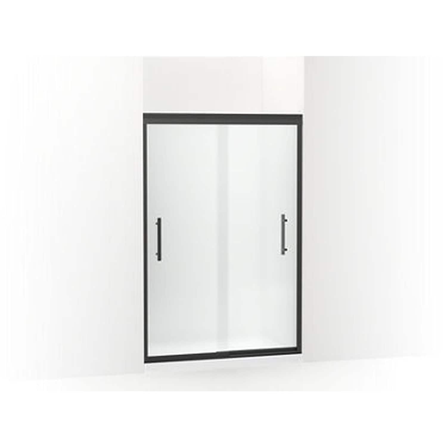 Sterling 547808-48PBL-G03 Finesse Peak Matte Black 44-in to 47-in W x 70.06-in H Frameless Frosted Glass Sliding Shower door
