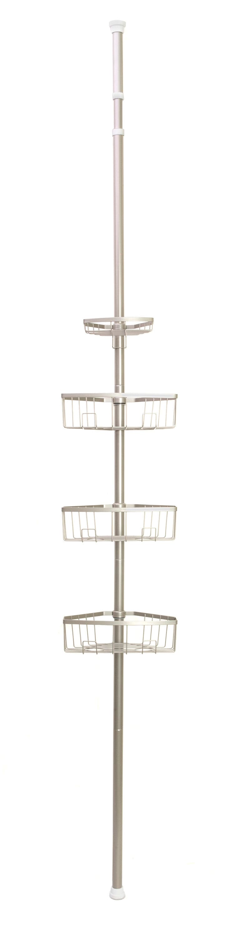 Zenith Satin Nickel Steel 4-Shelf Tension Pole Freestanding Shower Caddy  10.75-in x 8.5-in at