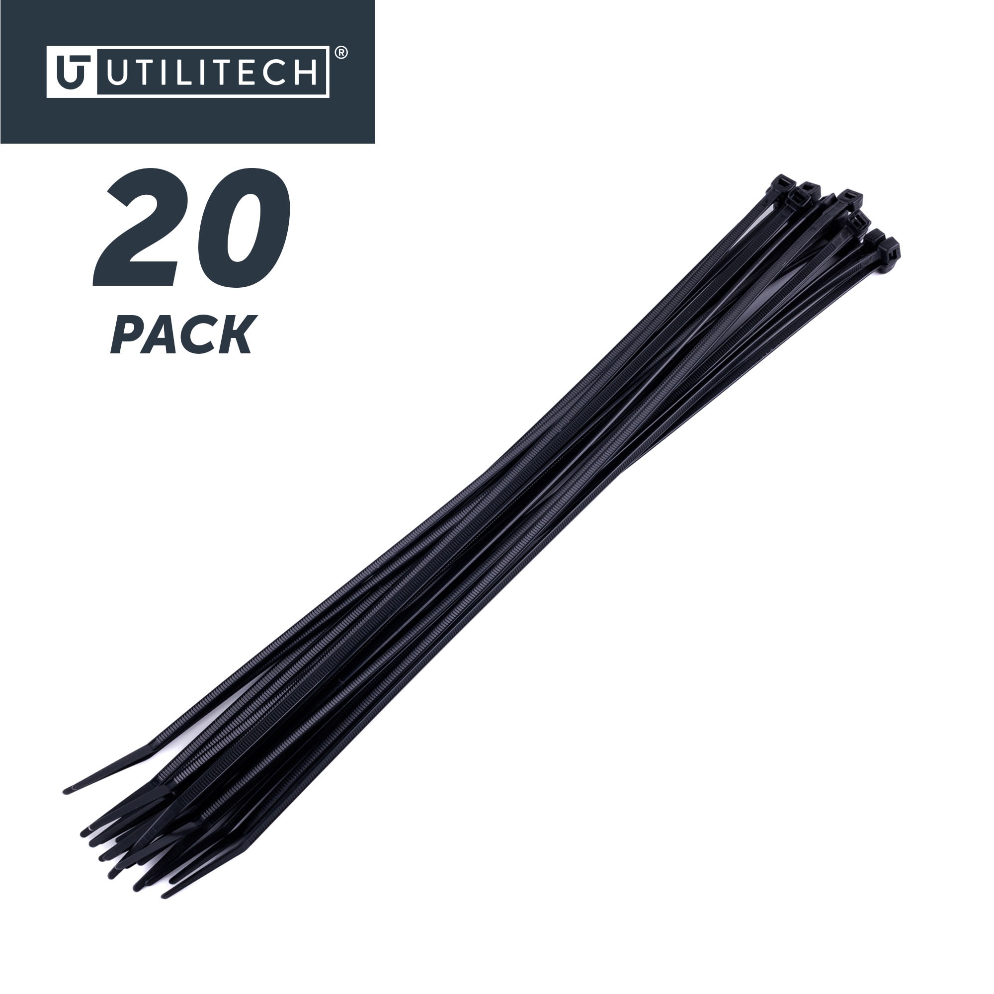 Uxcell 0.2-Inch 20-Inch Cable Ties Self-Locking Zip Ties Nylon Black 50  Pack 