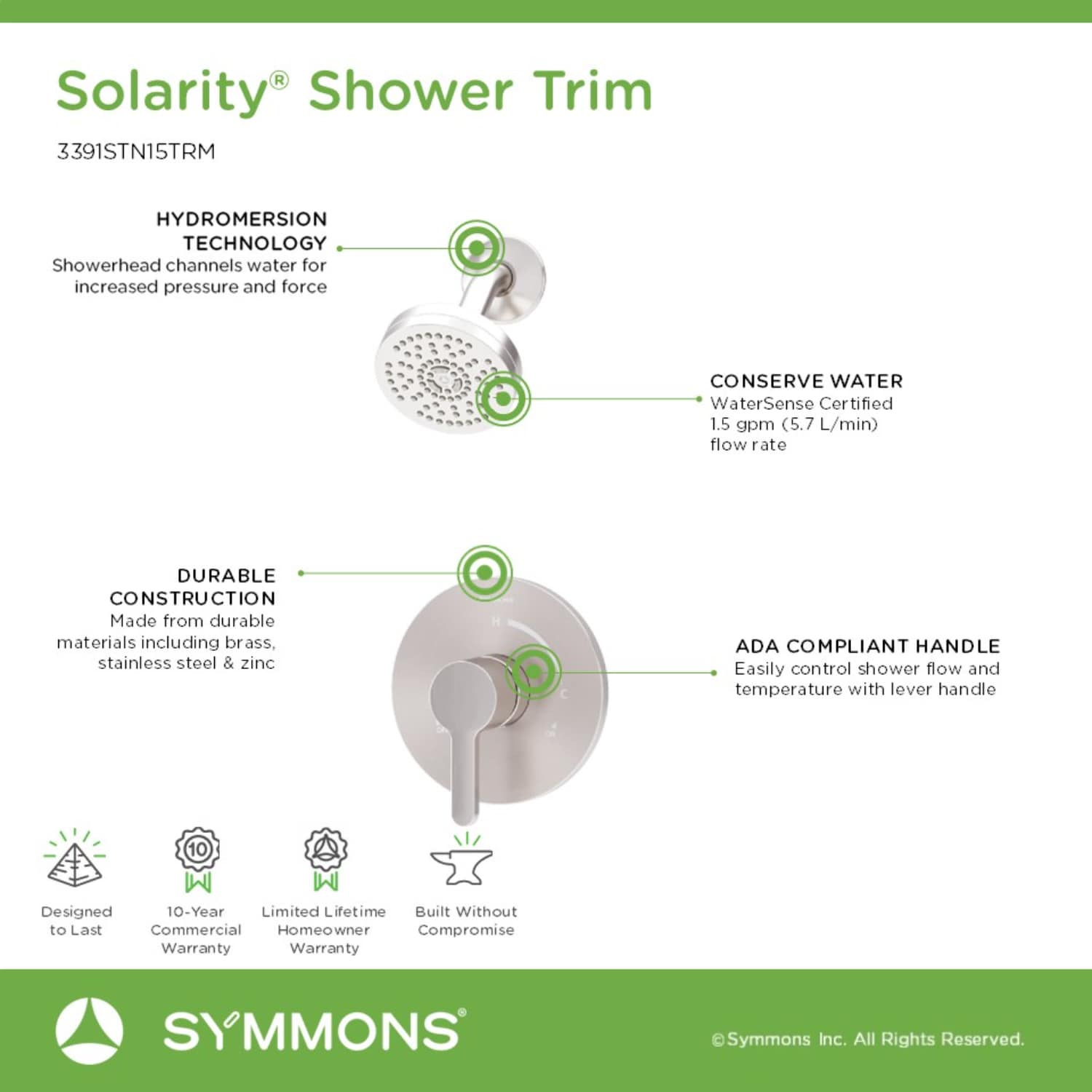Symmons 3391STN15TRM Tub-Shower-Faucets - View #3