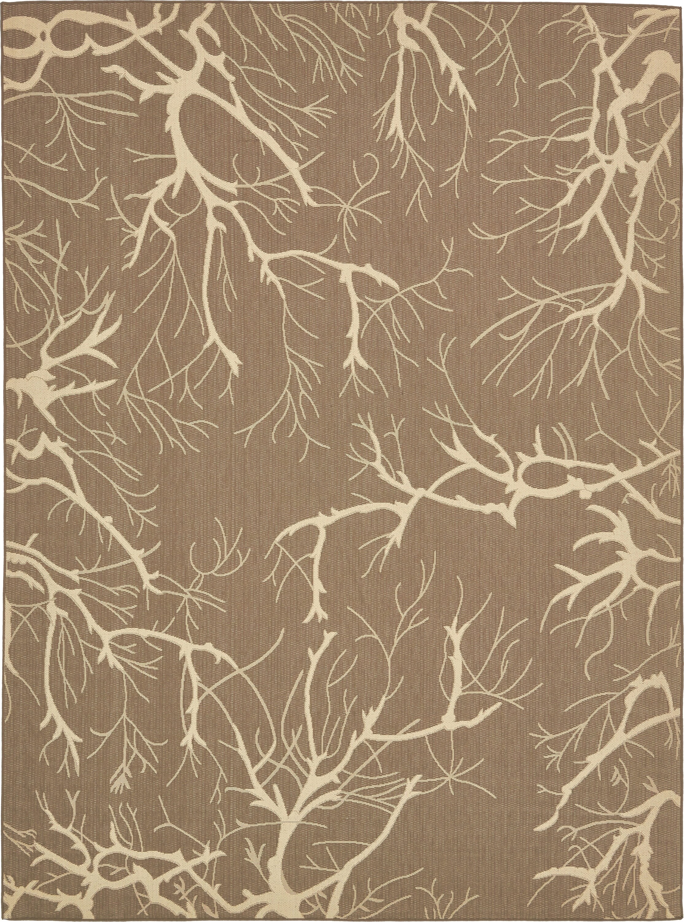 Unique Loom 3135528 Branch Outdoor 9 x 12 Brown/Beige Indoor/Outdoor Floral/Botanical Bohemian/Eclectic Area Rug