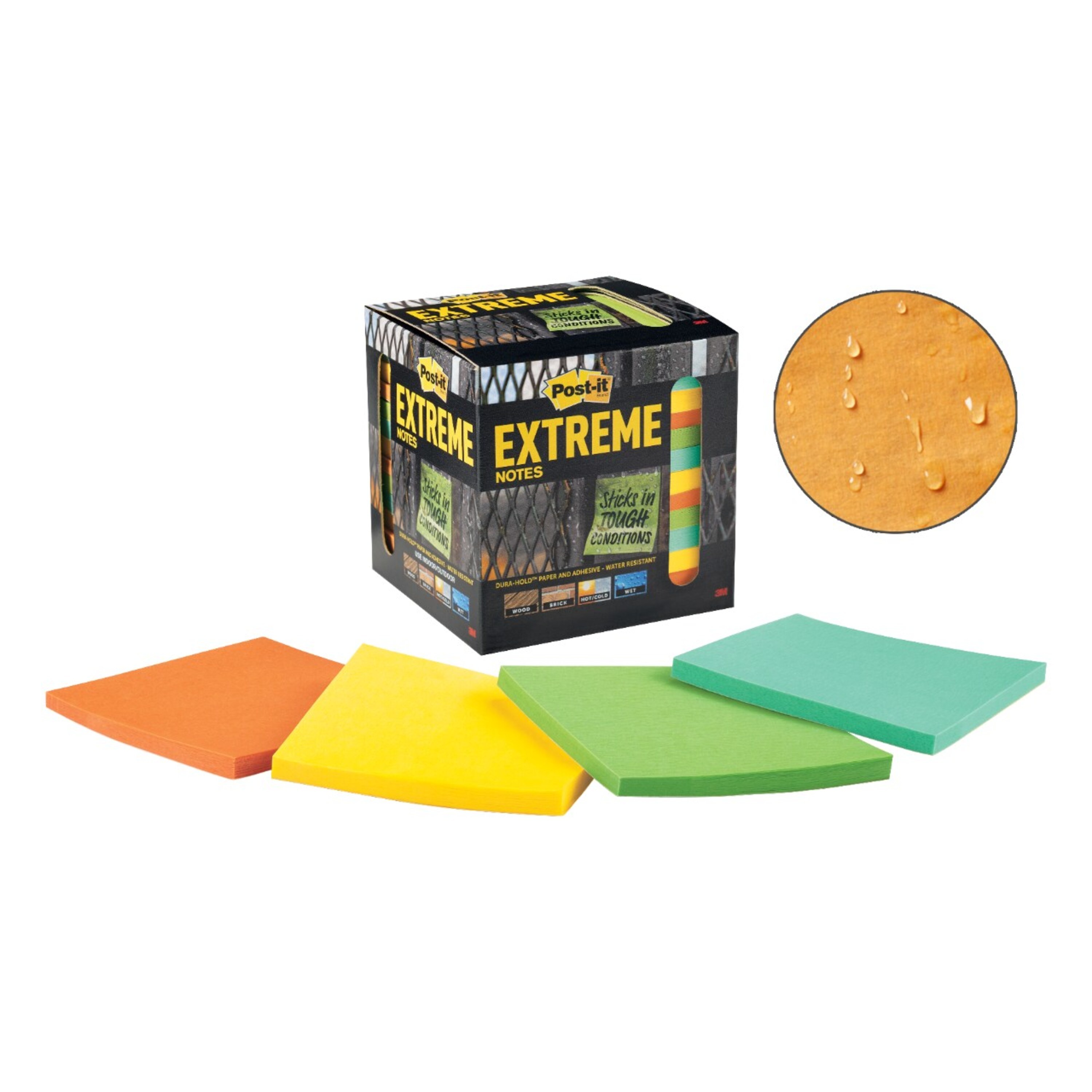 Post-it EXTRM33-12TRYX Extreme 3-in x Green, Yellow, Orange, Mint Sticky Notes (12-Pack)