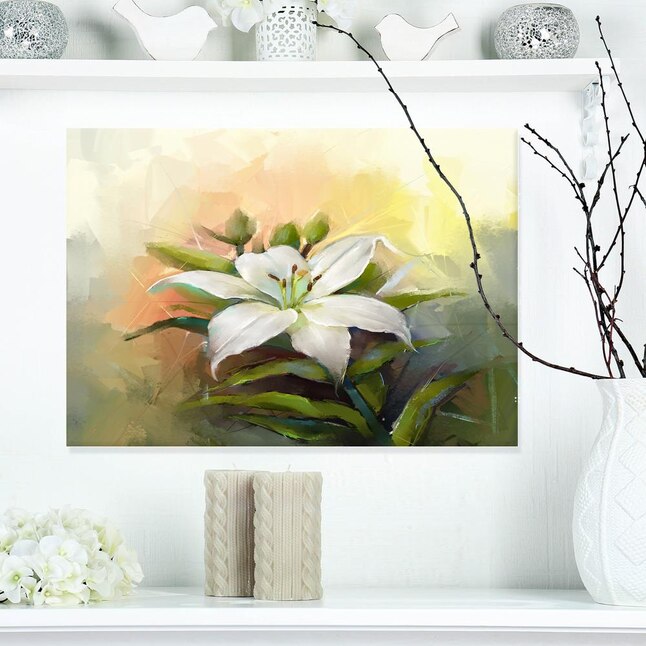 Designart 12-in H x 20-in W Floral Print on Canvas in the Wall Art ...