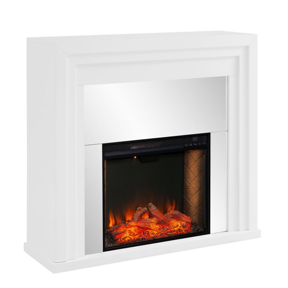 Boston Loft Furnishings ATG9569001FE 44-Inches W White with mirror Free standing Fan-forced Flat wall Electric Fireplace with Remote Control Included