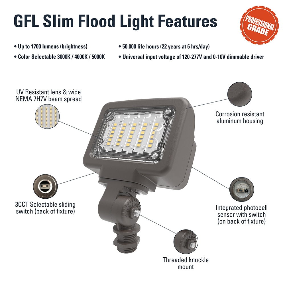 Halo GFL Series 4000-Lumen 12-Watt Bronze Line Voltage Hardwired LED Flood  Light Motion Sensor in the Spot  Flood Lights department at